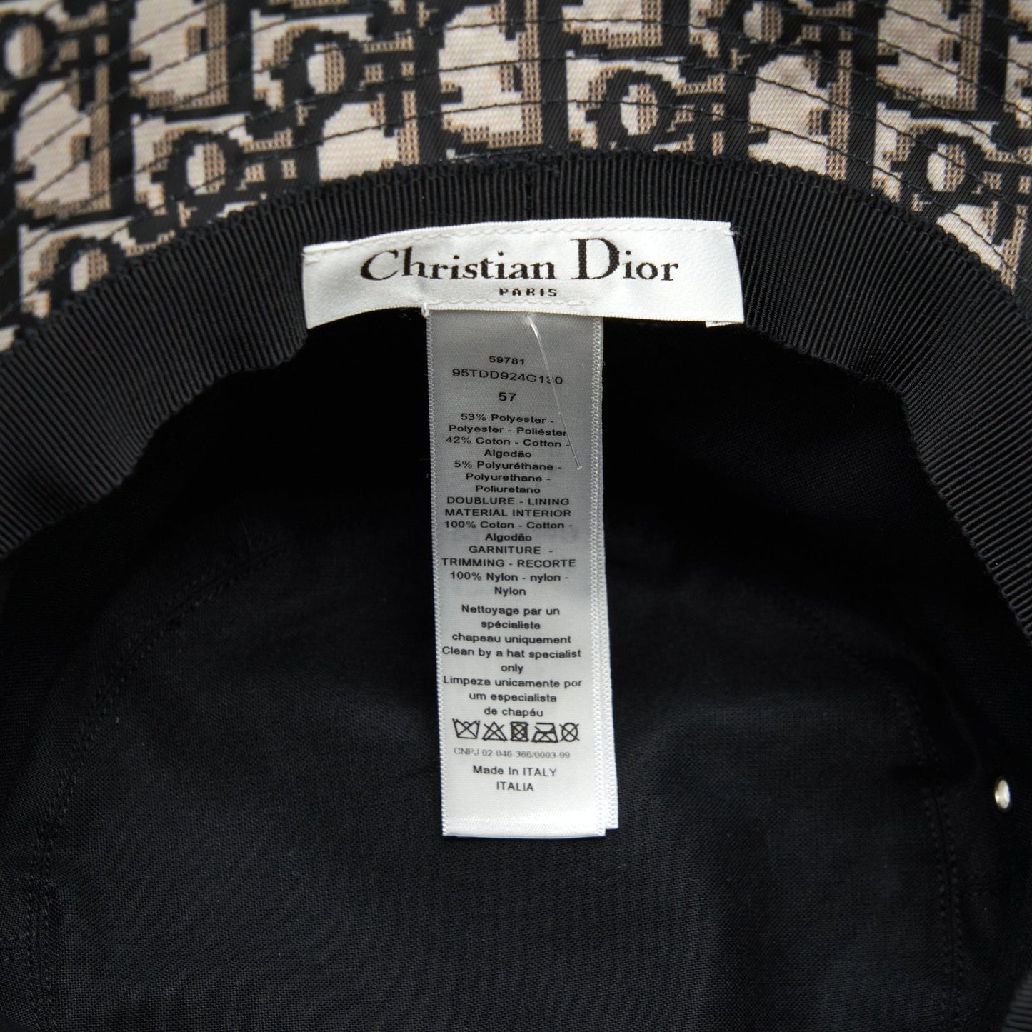 Luxury Dior Size 57 Teddy-D Brim Bucket Hat With Veil