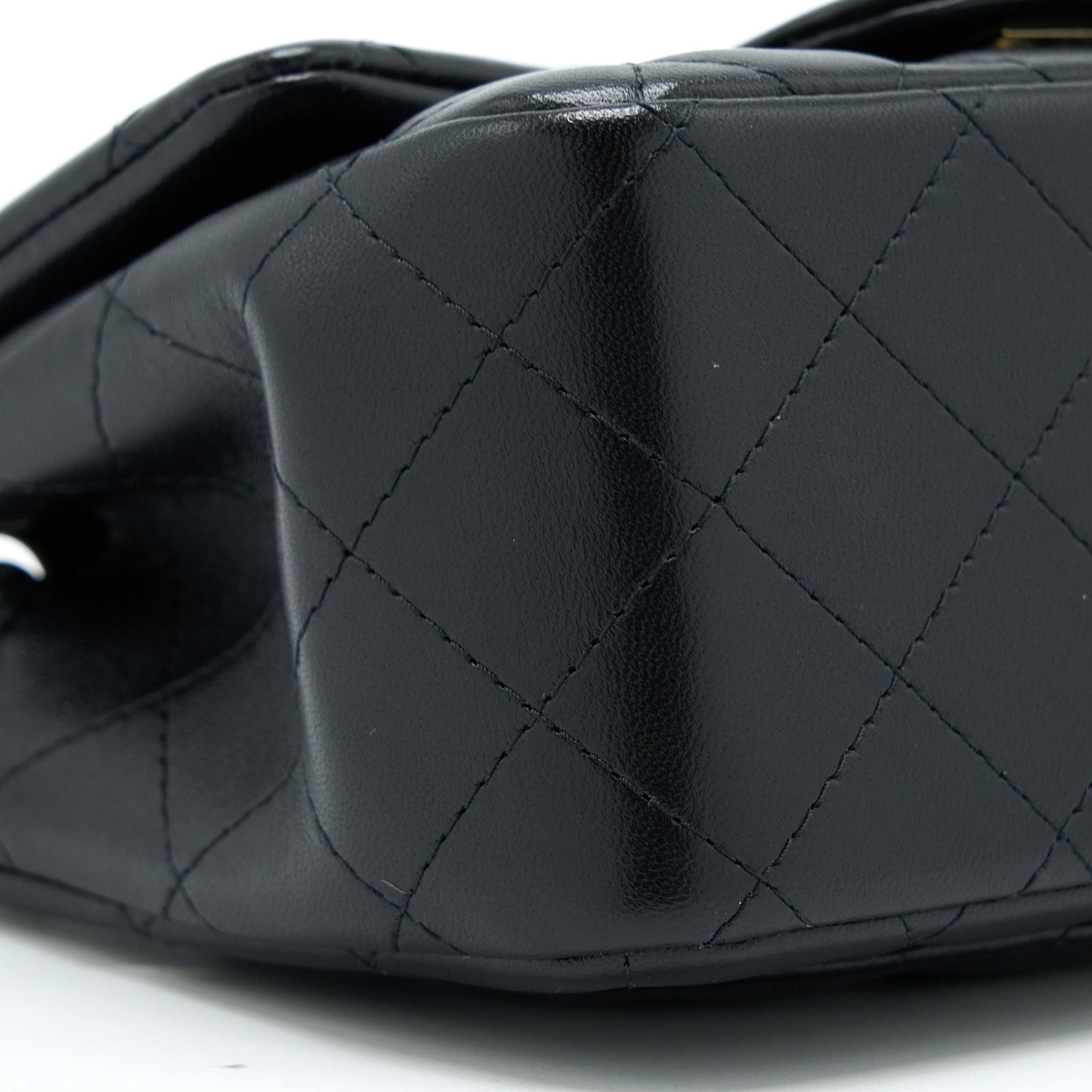 Chanel Classic Mini Square Flap Bag Lambskin Black LGHW (Microchip)