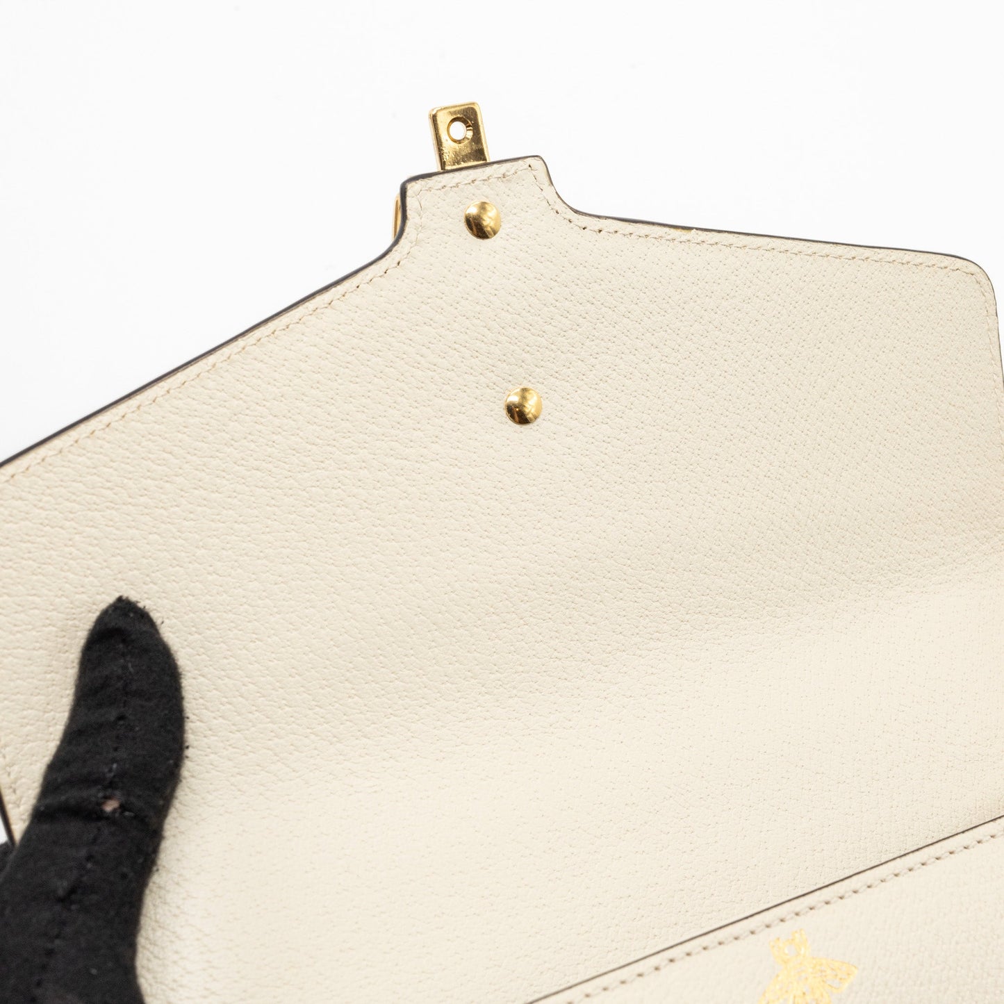 Gucci Small Sylvia Bag Bee and Star Printed Calfskin White GHW