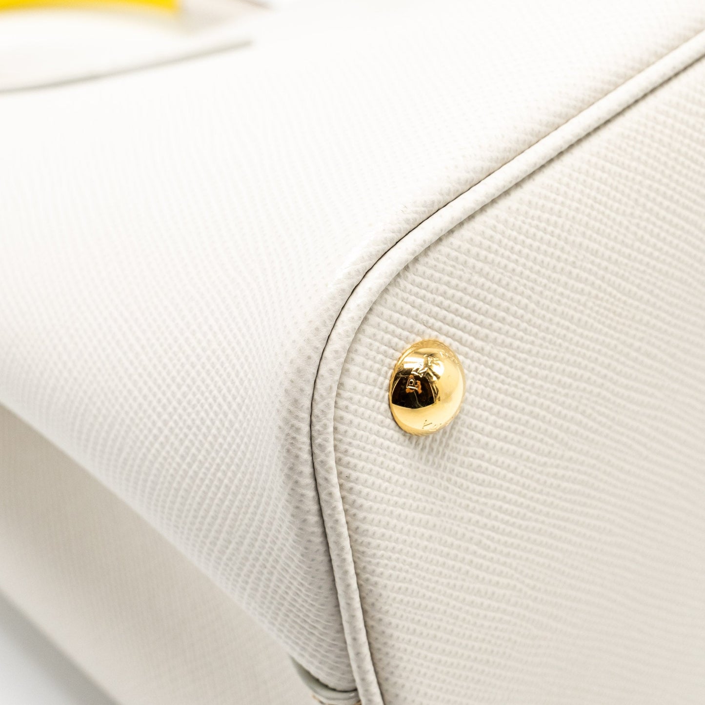 Prada Small Saffiano Cuir Tote Bag Calfskin White/Yellow GHW