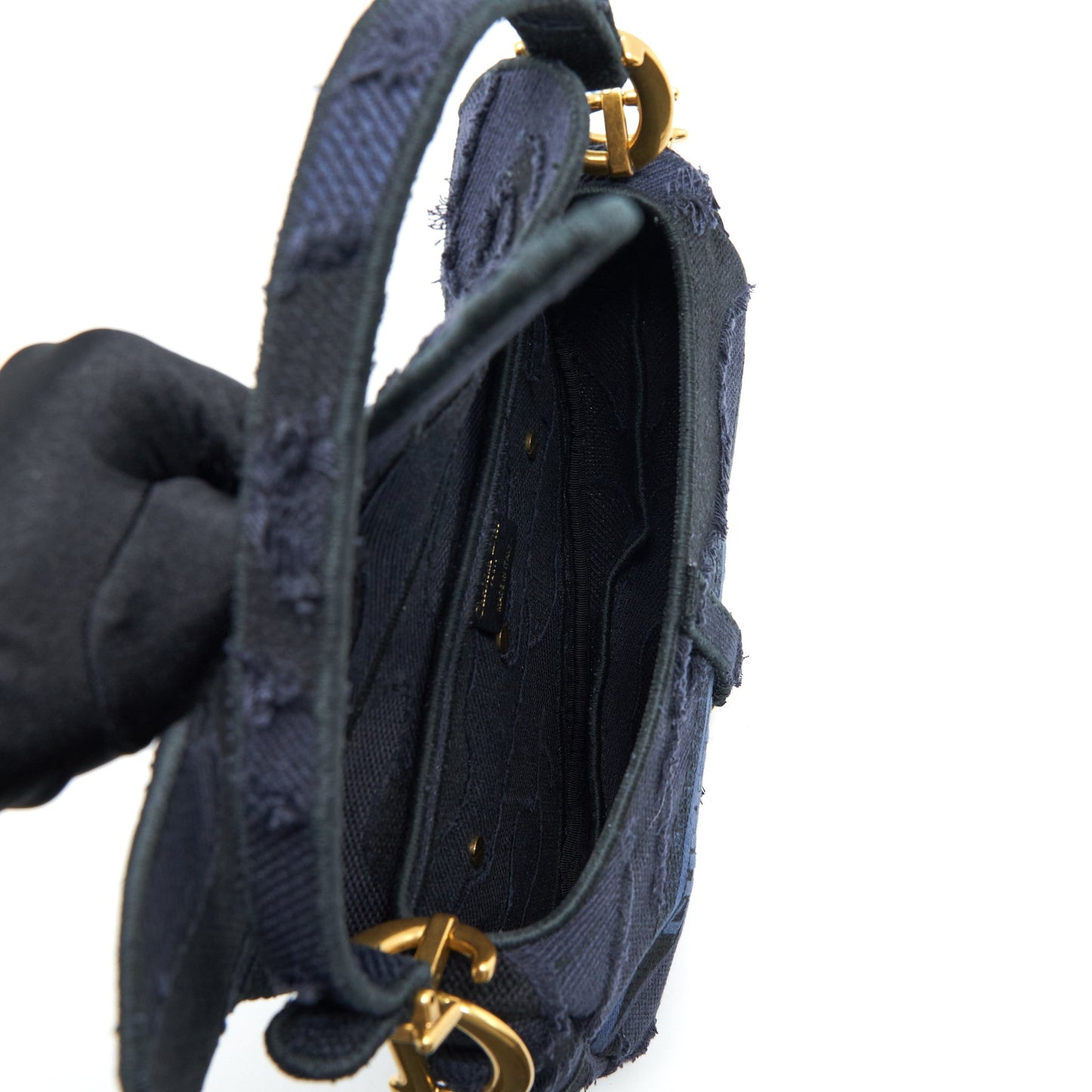 Luxury Dior Medium Saddle Bag Limited Edition Navy GHW