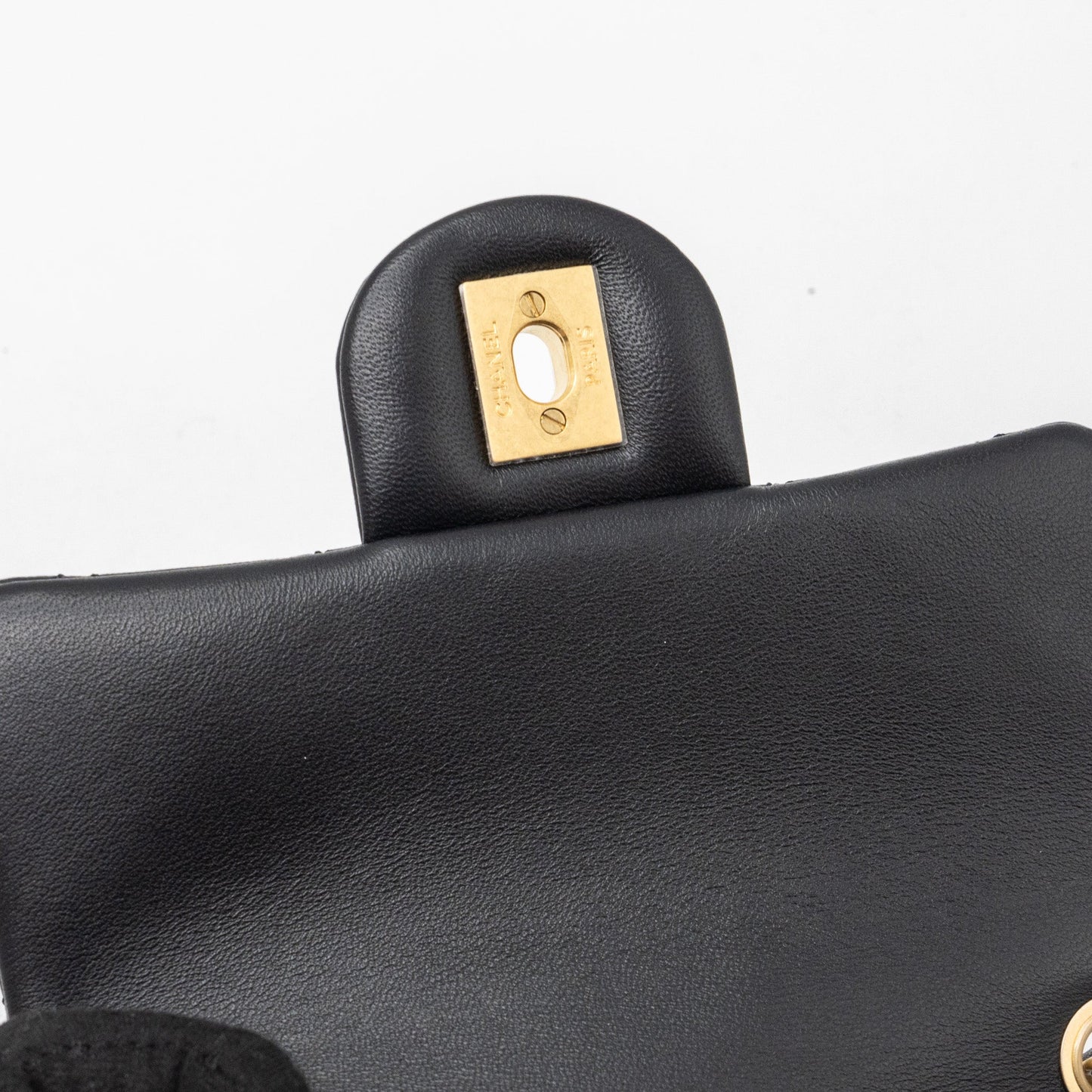 Chanel Pearl Crush Mini Square Flap Bag Lambskin Black GHW(Microchip)
