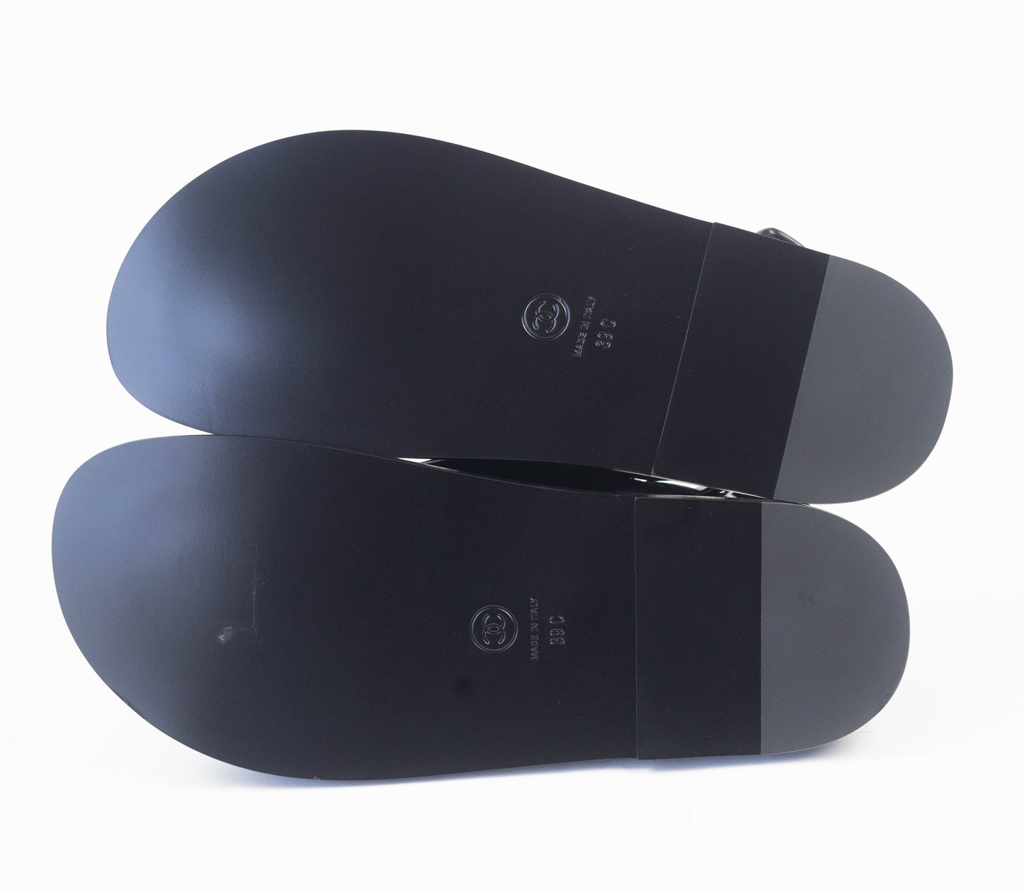 Chanel Leather Quilted Strap Sandals in Black
