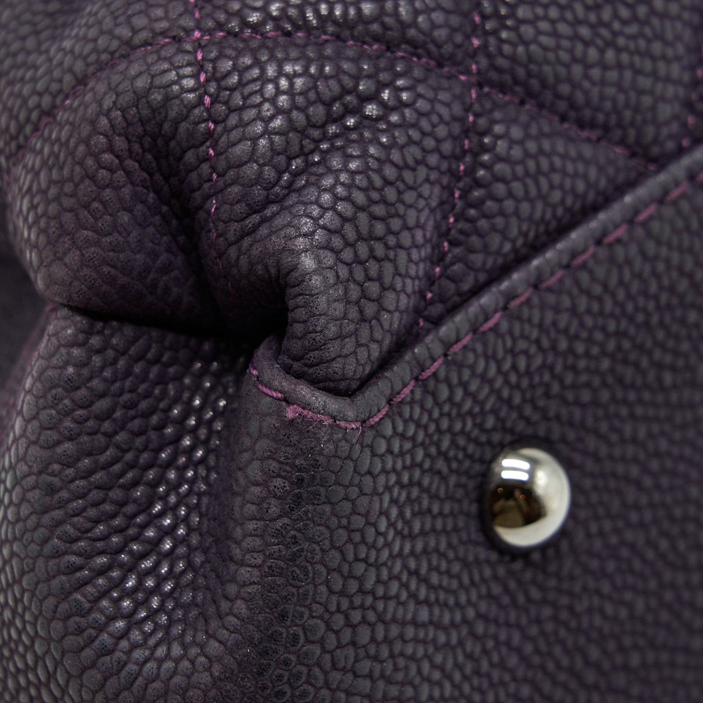 Chanel Flap Tote Bag With Chain Grained Calfskin Dark Purple SHW