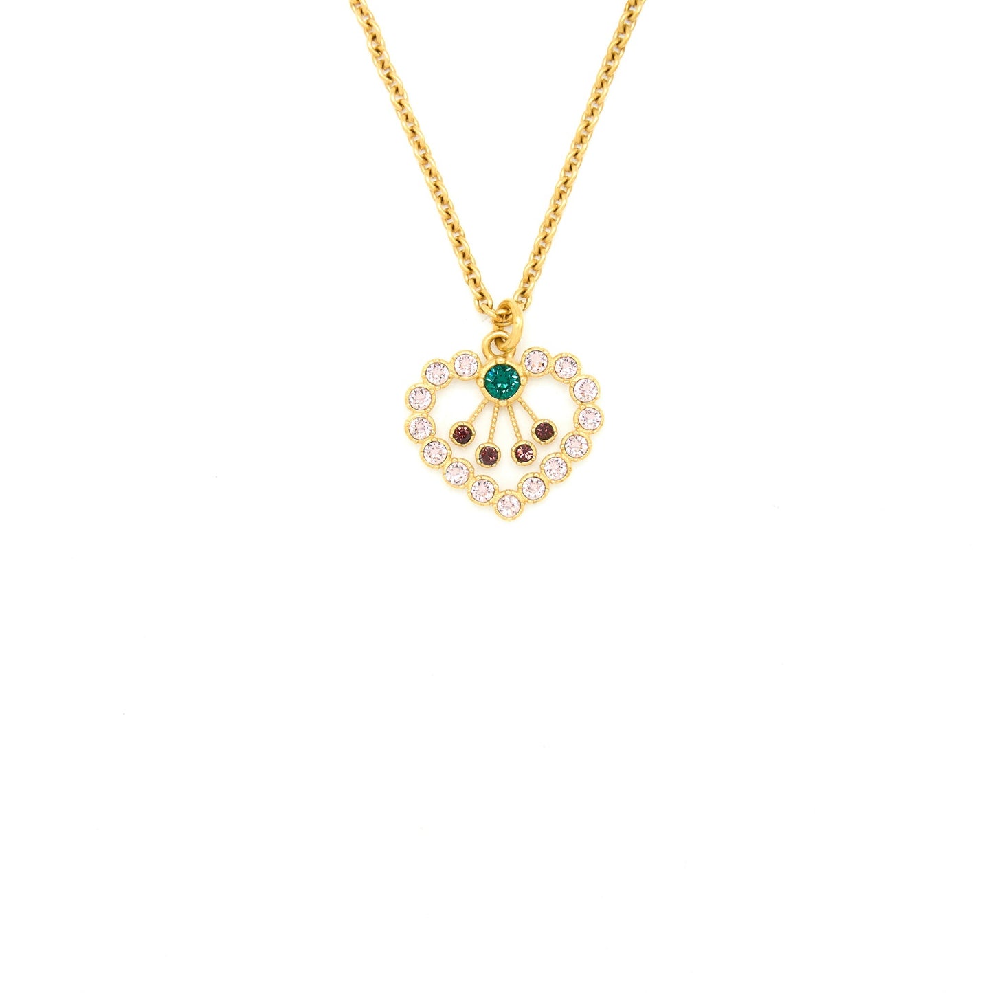 Luxury Dior Heart Necklace & Bracelet Multicolour Crystal Gold Tone (Sell in a Set )