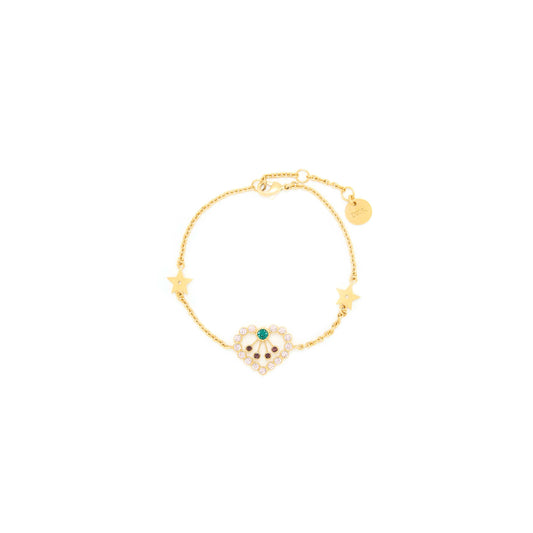 Luxury Dior Heart Necklace & Bracelet Multicolour Crystal Gold Tone (Sell in a Set )