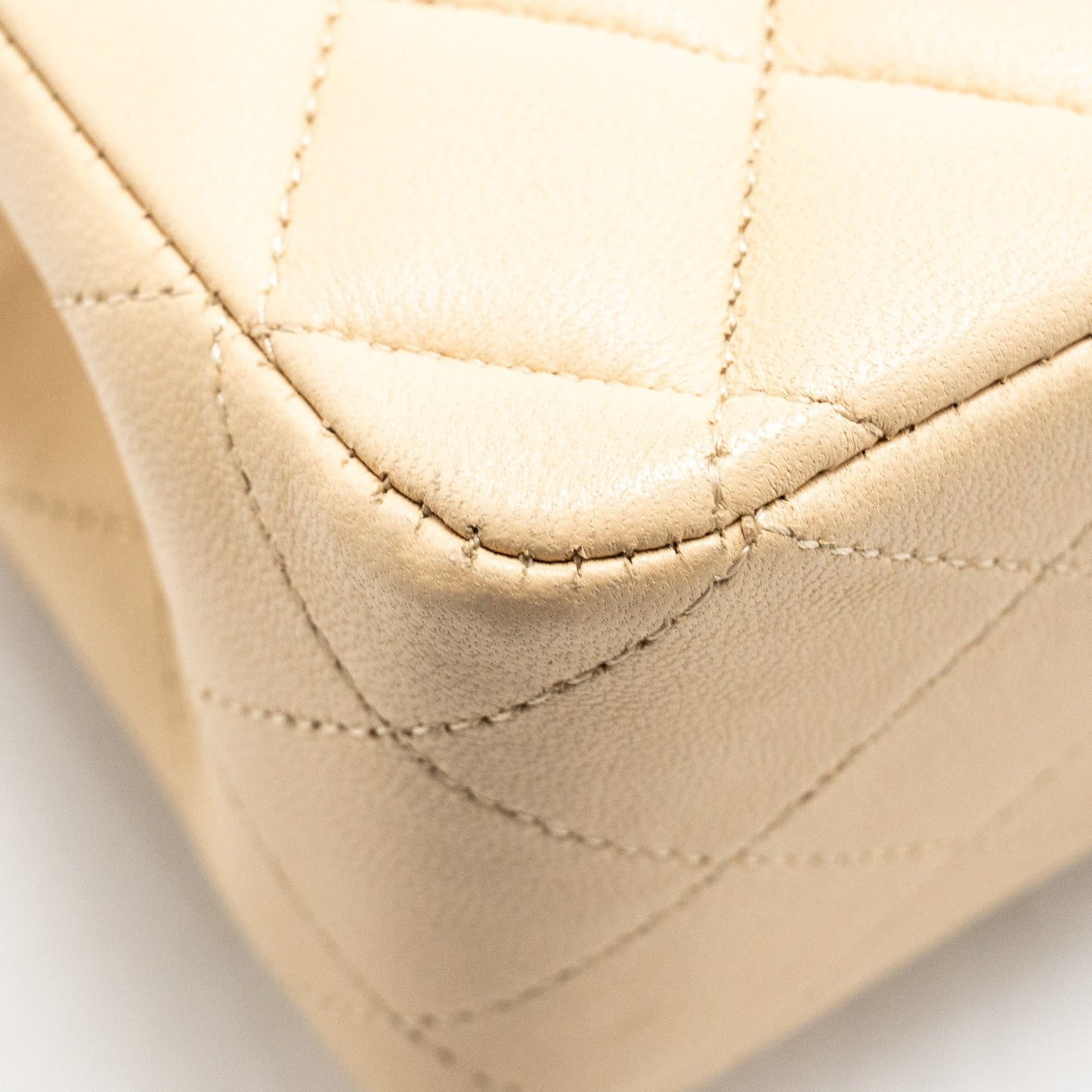Chanel Medium Classic Double Flat Bag Lambskin Beige GHW