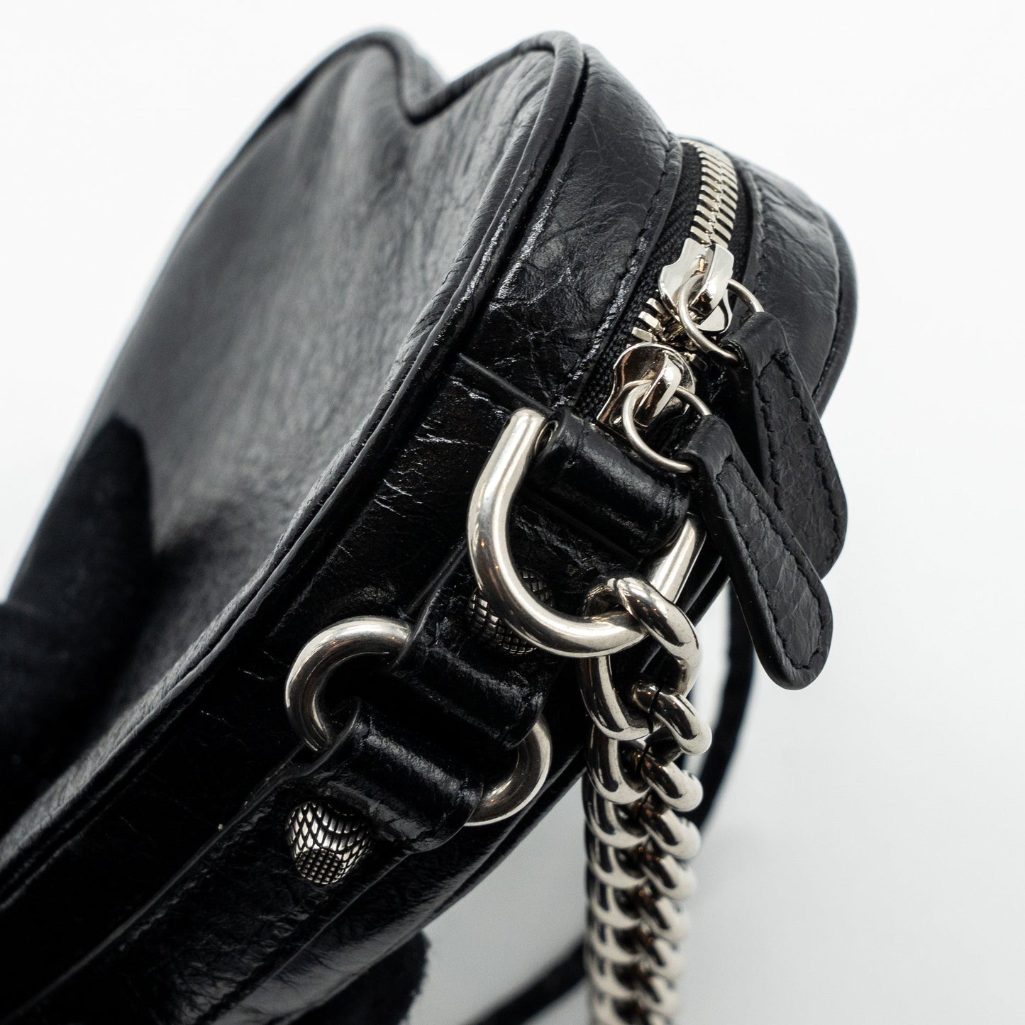 Balenciaga Le Gagole Heart Mini Bag Arena Lambskin Black Ruthenium Hardware