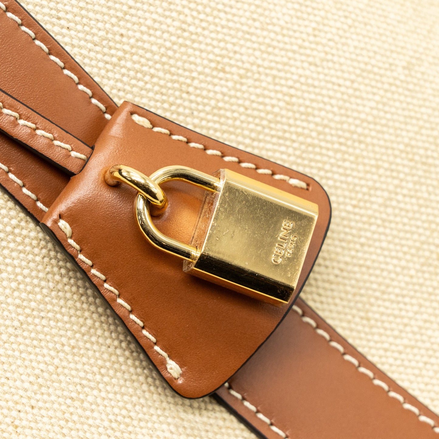 Celine cabas Marin canvas / calfskin natural / tan / multicolour GHW