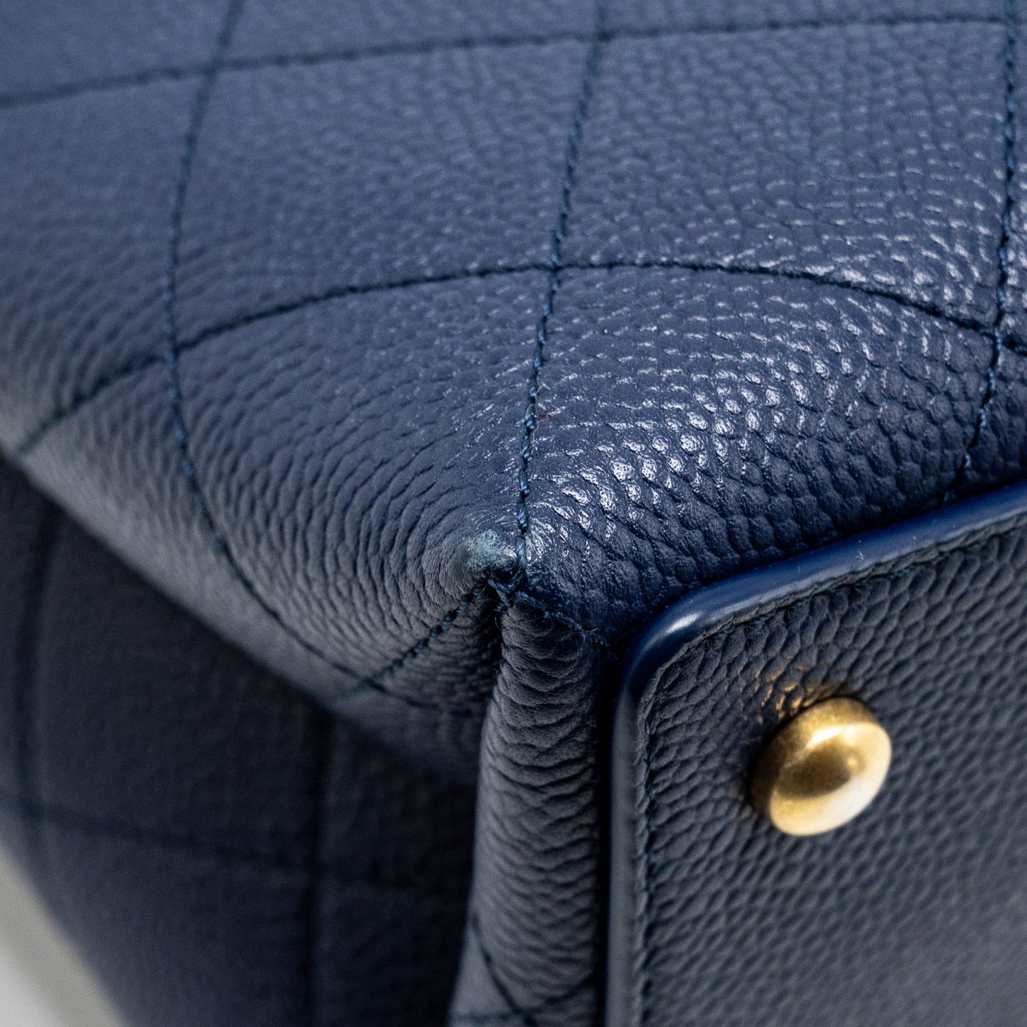Chanel Top Handle Drawstring Bucket Bag Caviar Navy GHW
