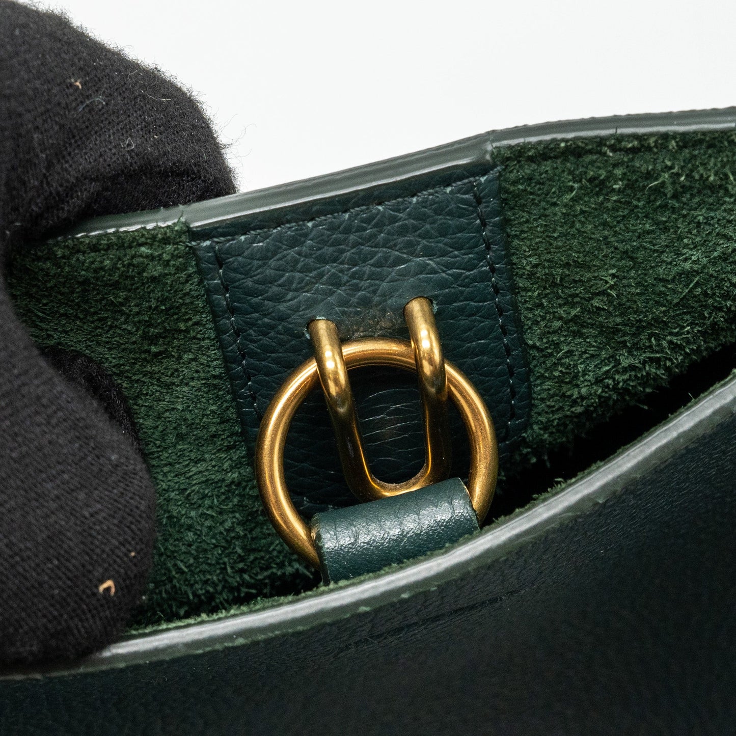 Celine Sangle bucket bag calfskin dark green GHW