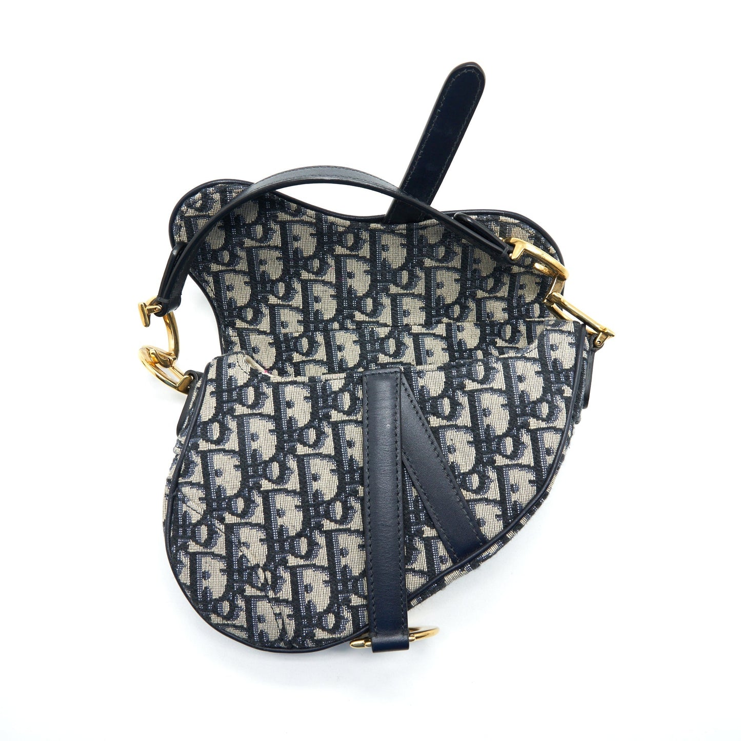 Luxury Dior Mini Saddle Blue Oblique GHW
