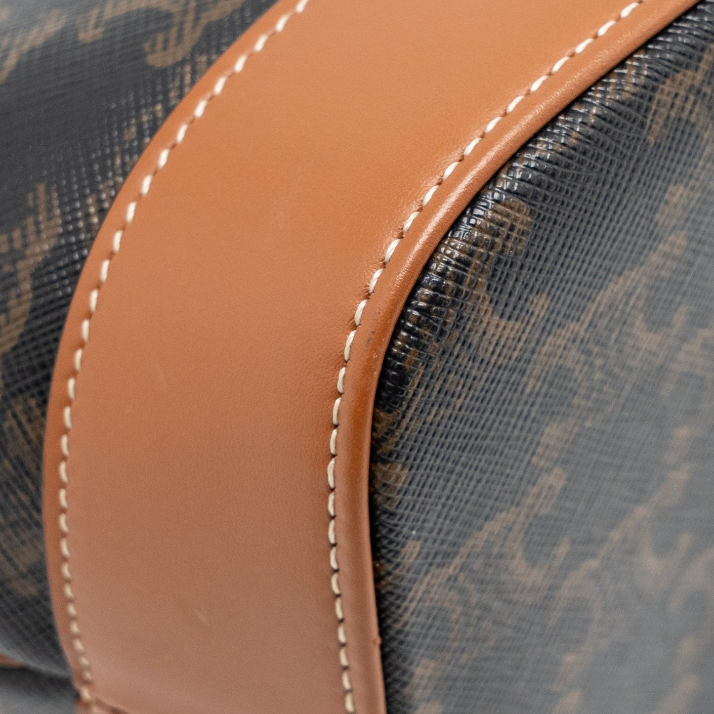 Celine small bucket bag triomphe canvas / calfskin tan GHW