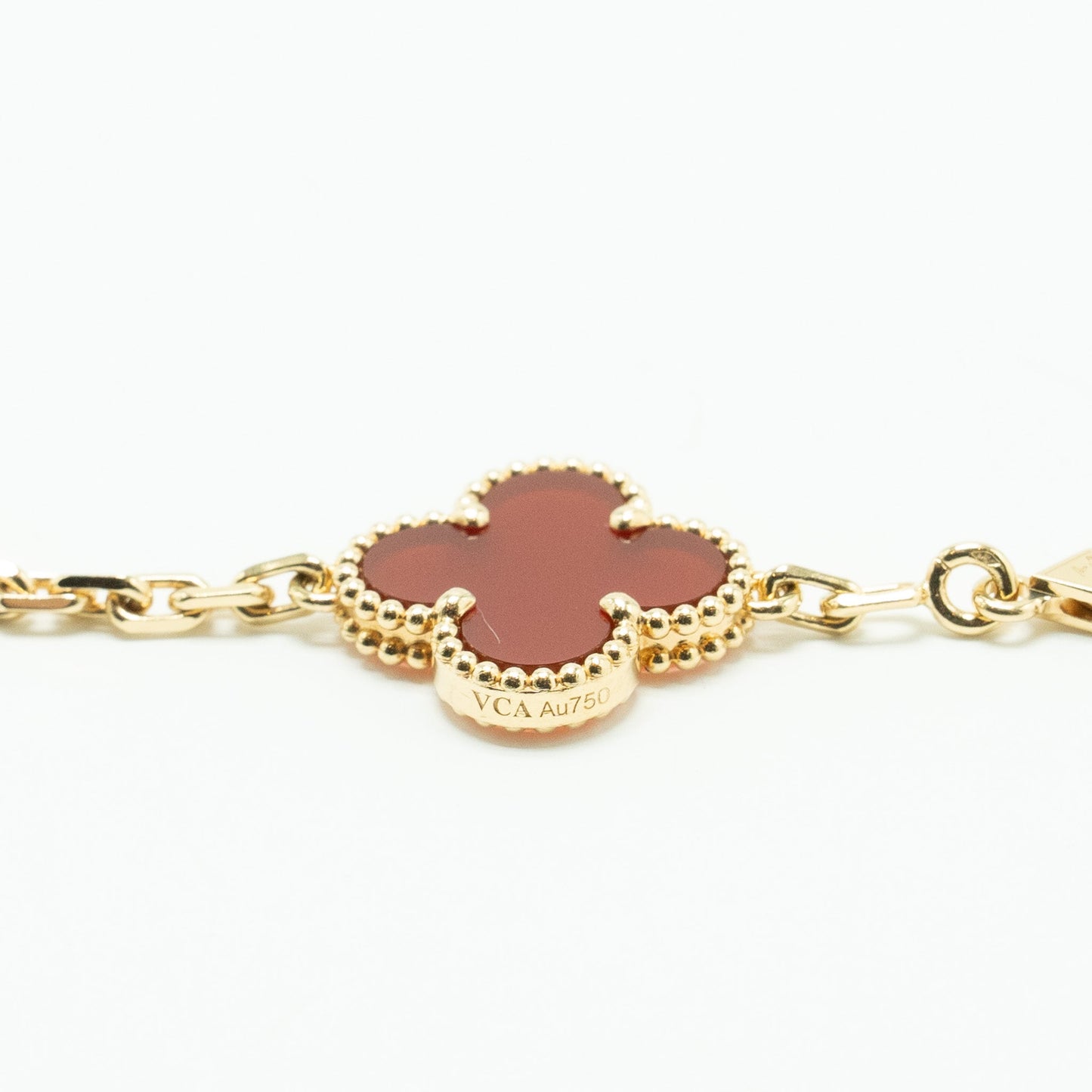 Van Cleef & Arpels Vintage Alhambra Bracelet 5 Motifs Carnelian Yellow Gold