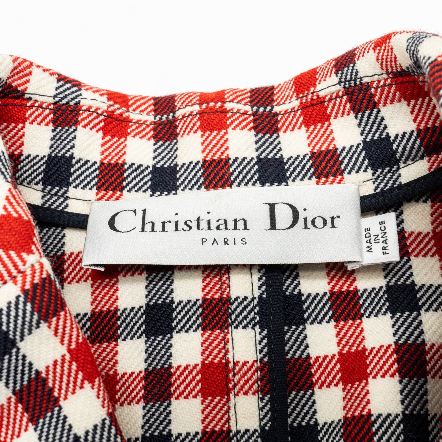 Luxury Dior size 34 Plaid Patterns jacket virgin wool Red/multicolour