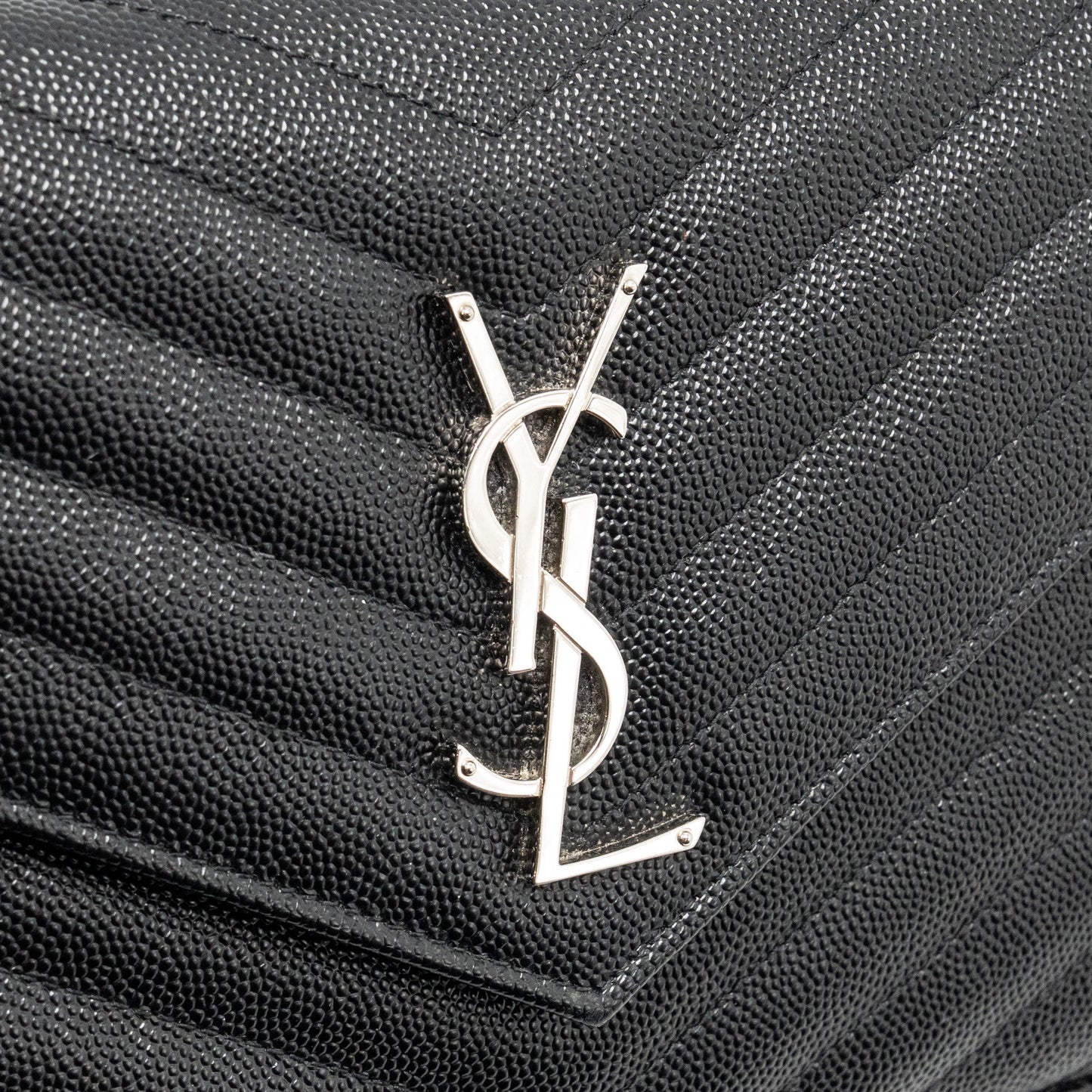 Saint Laurent/YSL Envelope Chain Wallet Calfskin Black SHW