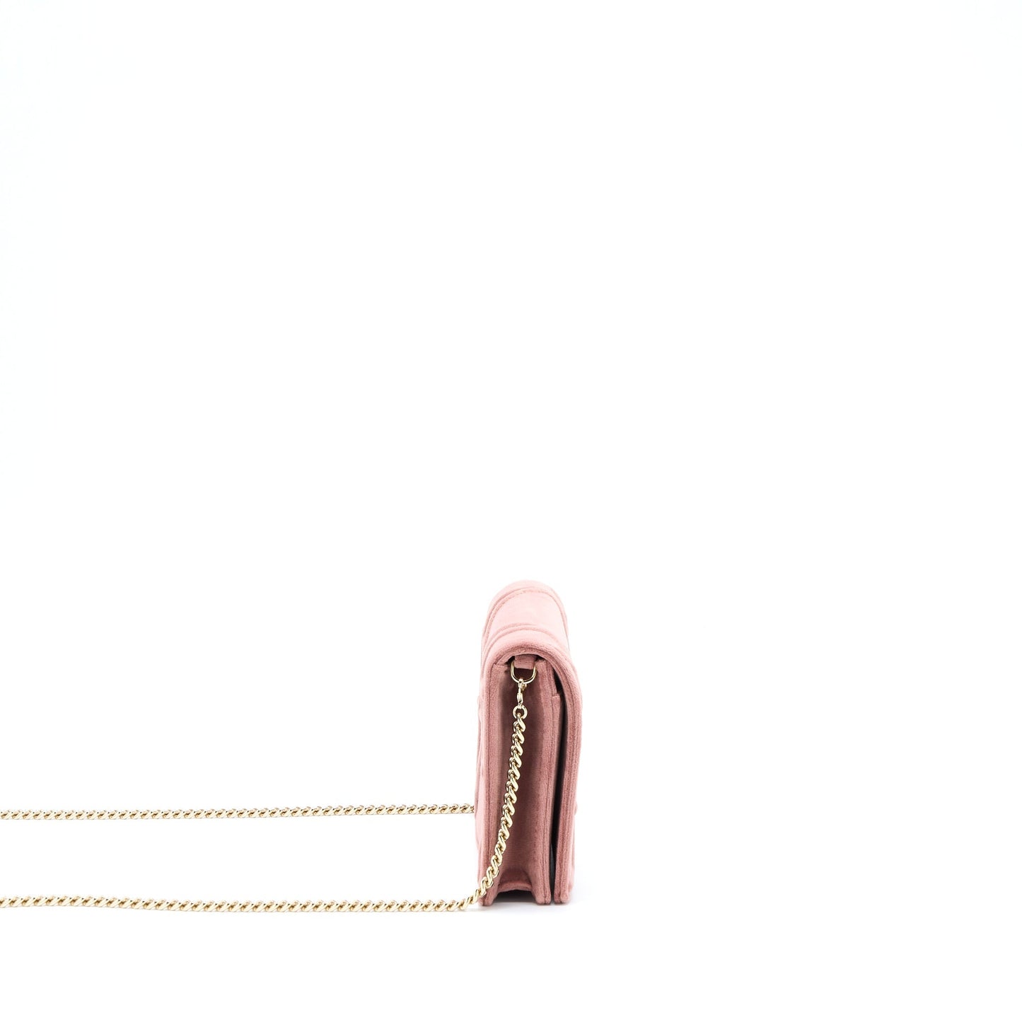 Luxury Dior Luxury Diorma Wallet On Chain Velvet Pink GHW