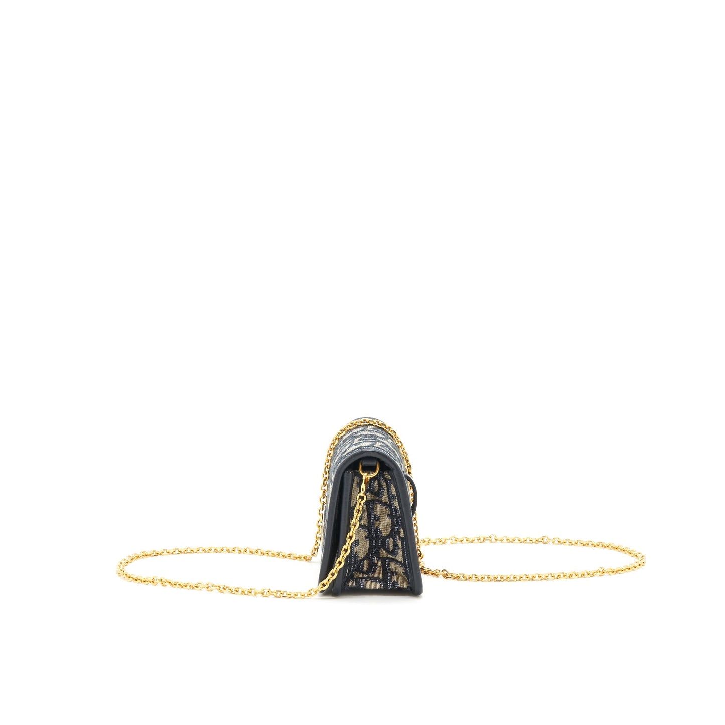 Luxury Dior 30 Montaign Nano pouch with Chain Blue Oblique jacquard