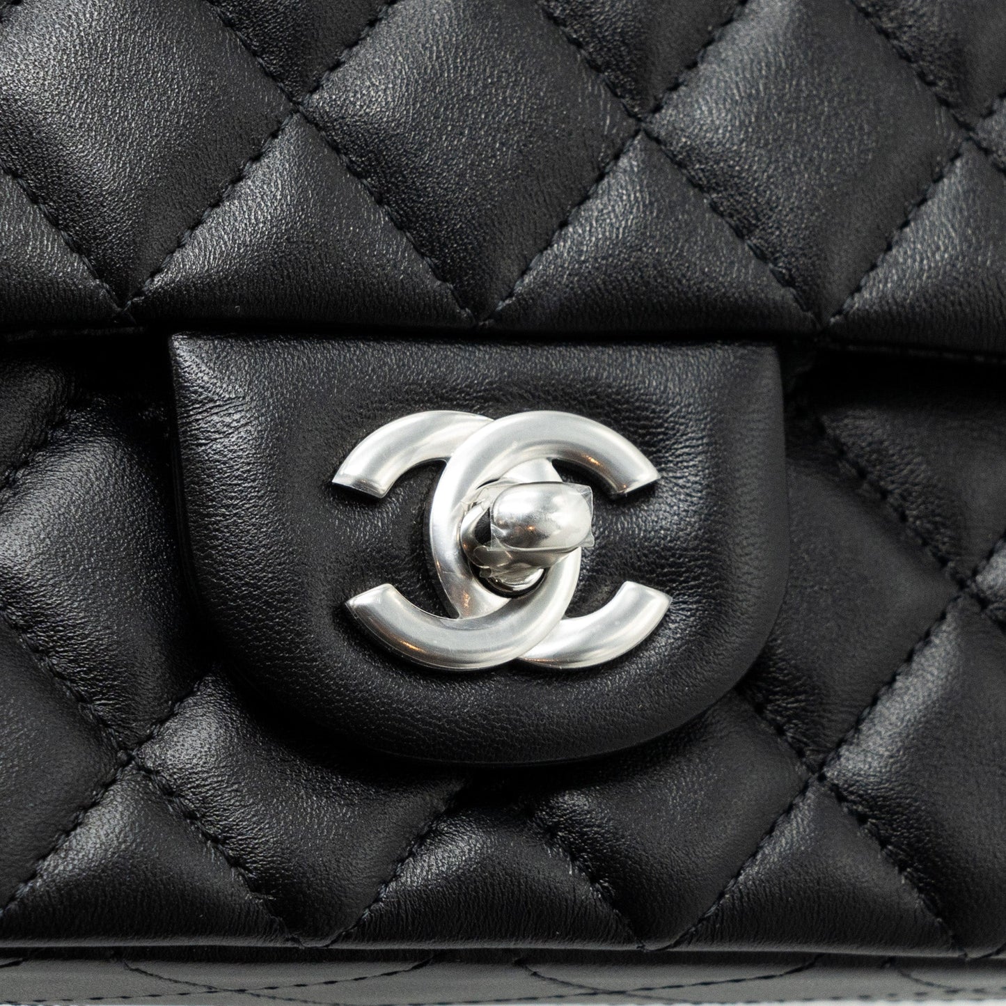 Chanel mini rectangular flap bag lambskin black SHW (MICrochip)