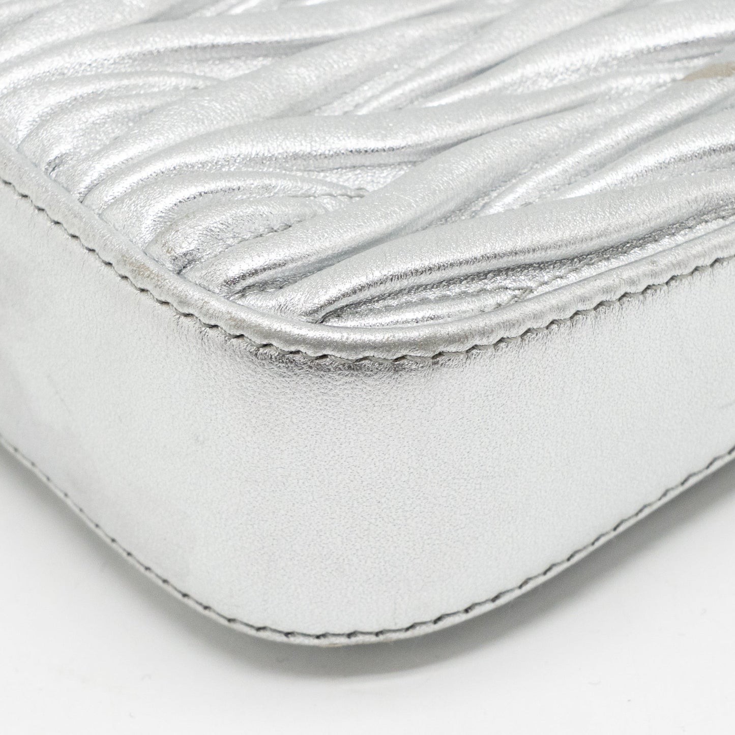 Miu Miu Sassy Bag Matelasse Napa Leather Silver SHW