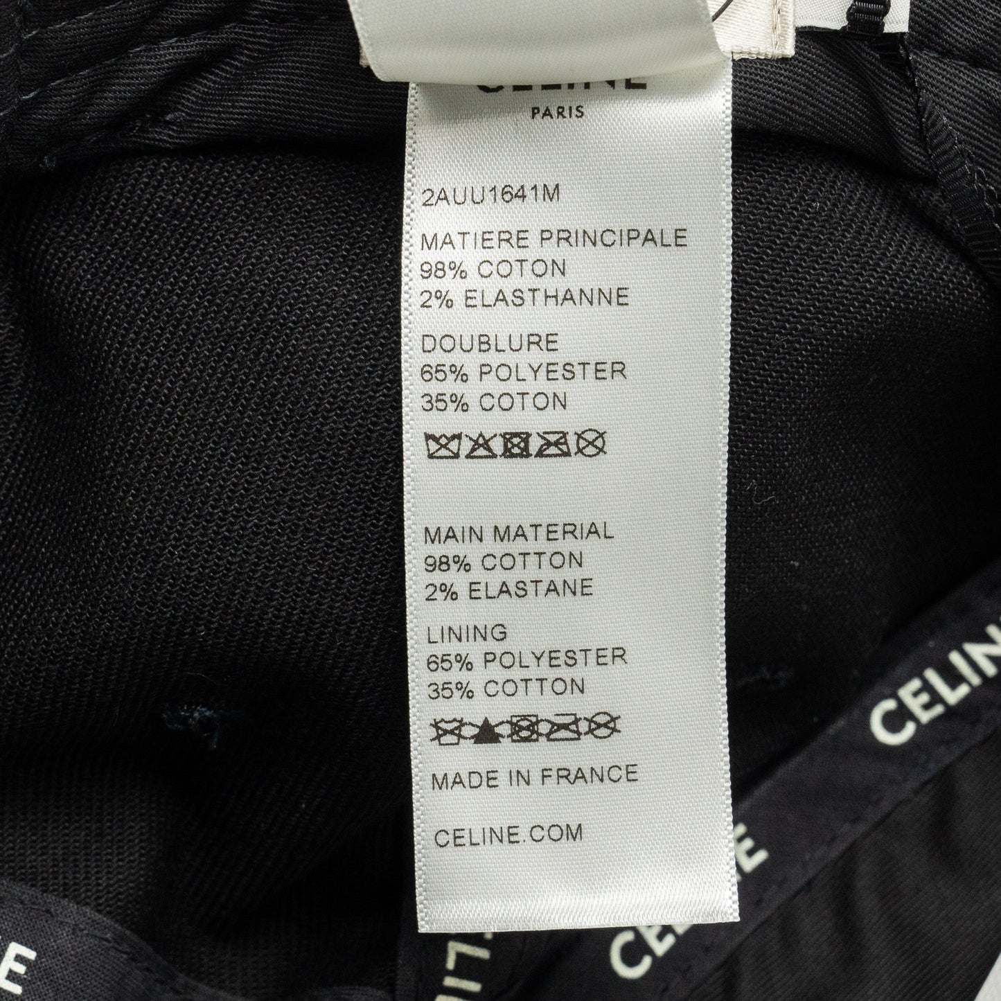 Celine Size M Logo Ball Cap Cotton Black