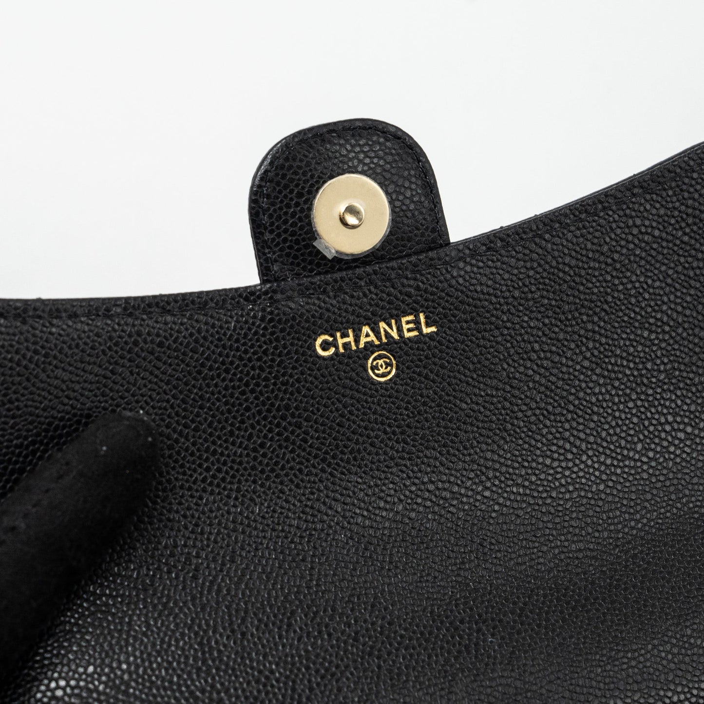 Chanel Double Pocket Wallet On Chain Caviar Black LGHW(Microchip)