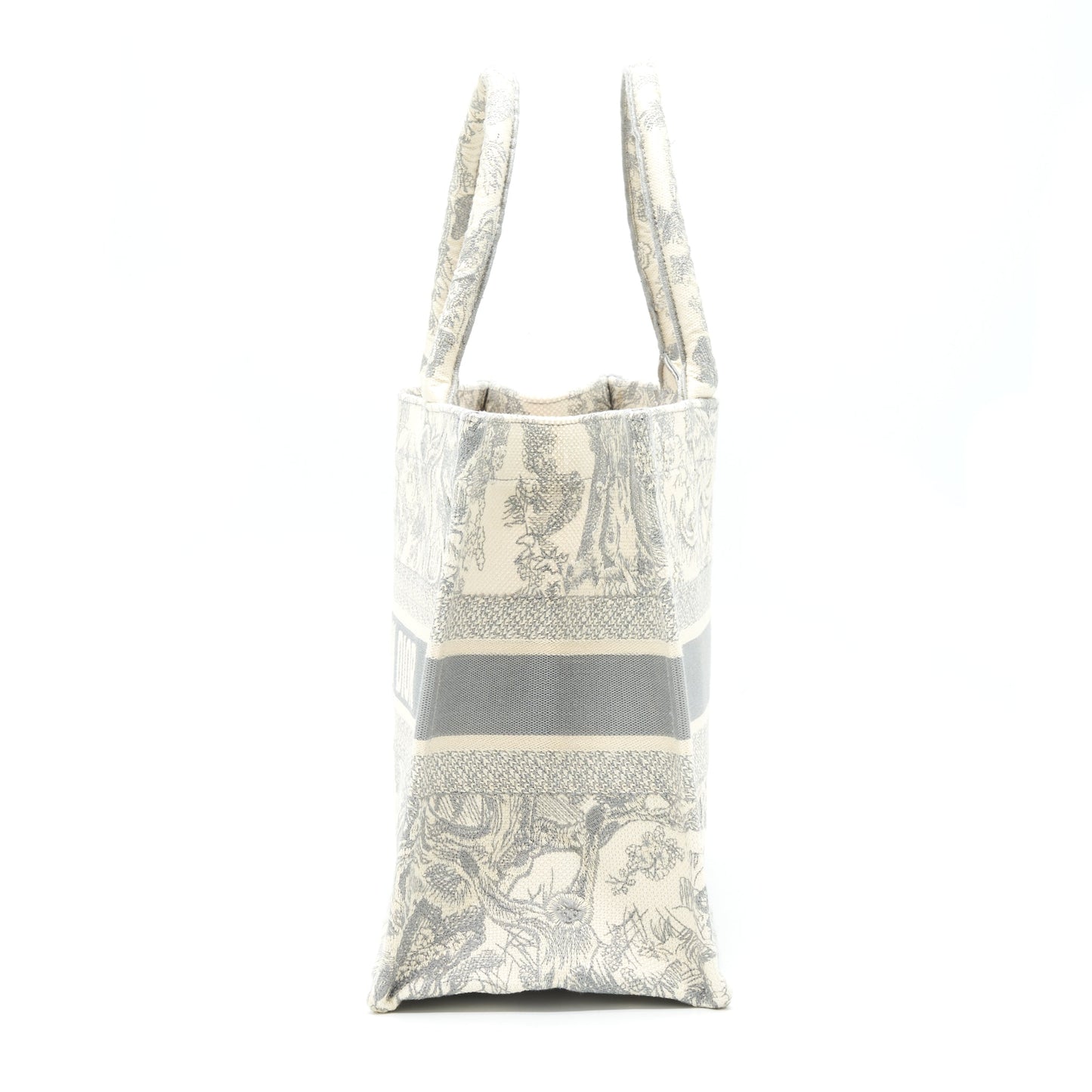 Luxury Dior Small Book Tote Toile De Jouy Embroidery Grey
