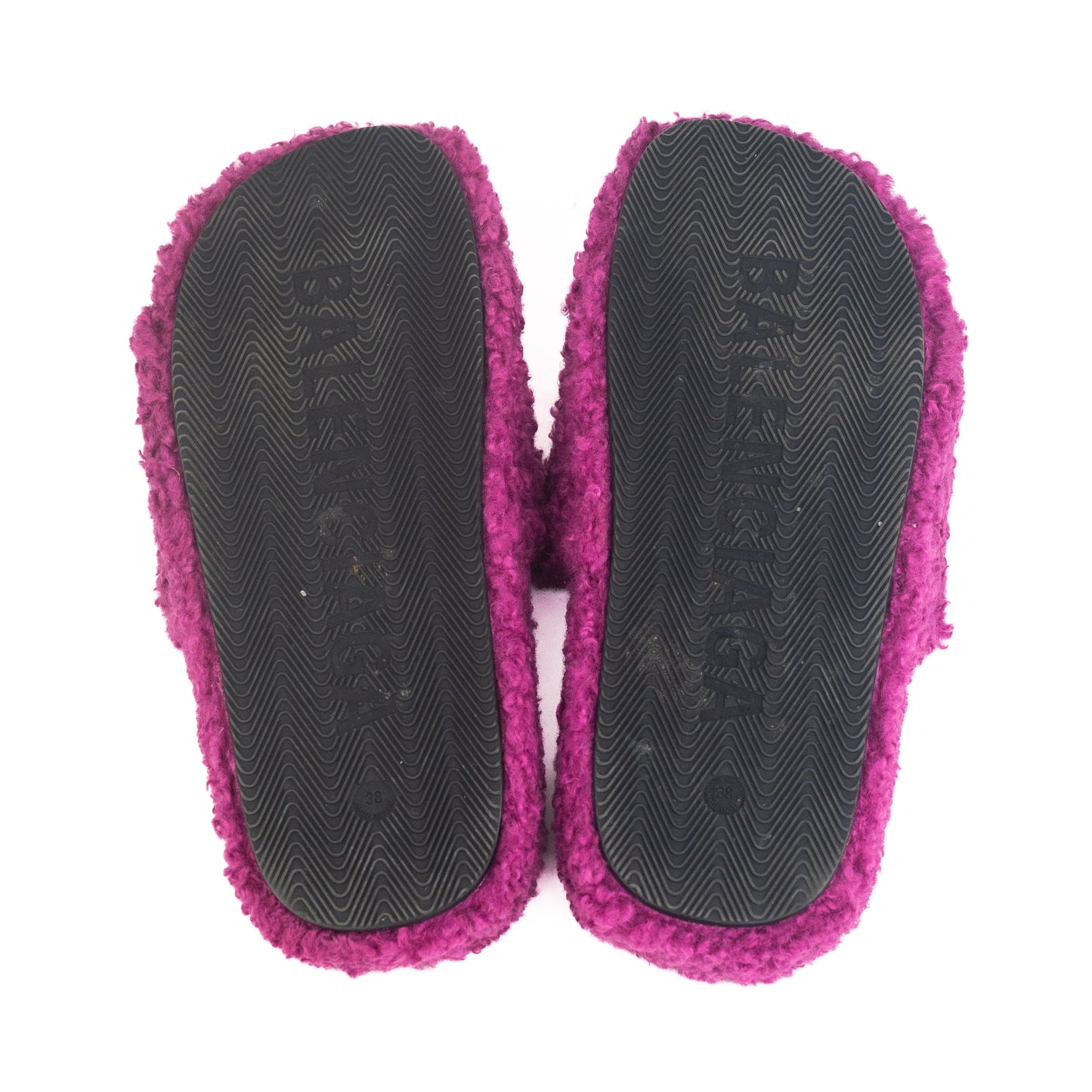 Balenciaga Furry Slide Sandal in Dark Fuschia