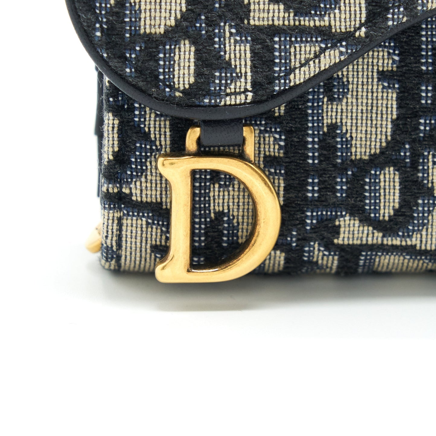 Luxury Dior Saddle Compact Wallet Blue Oblique Canvas GHW
