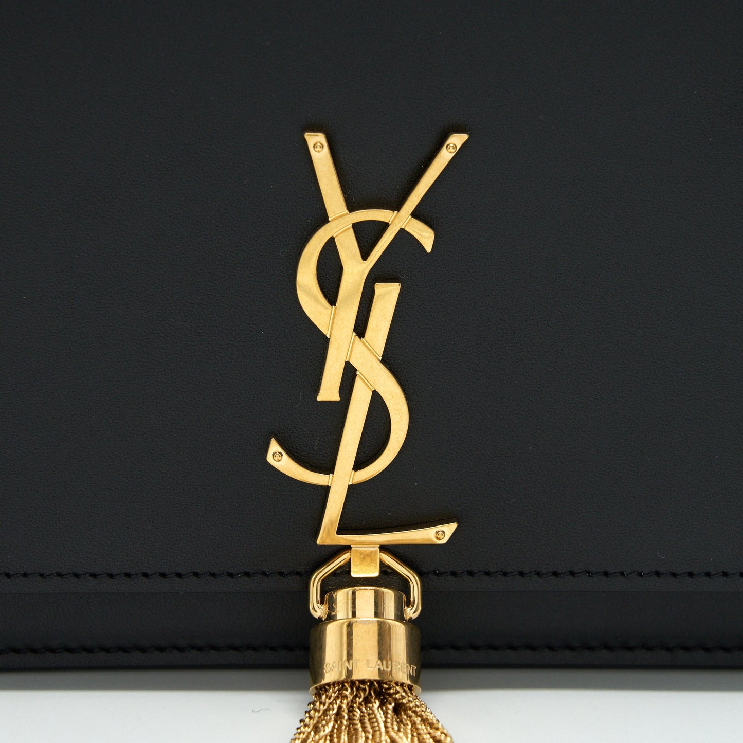 Saint Lauren Kate wallet on chain with Tassel black GHW