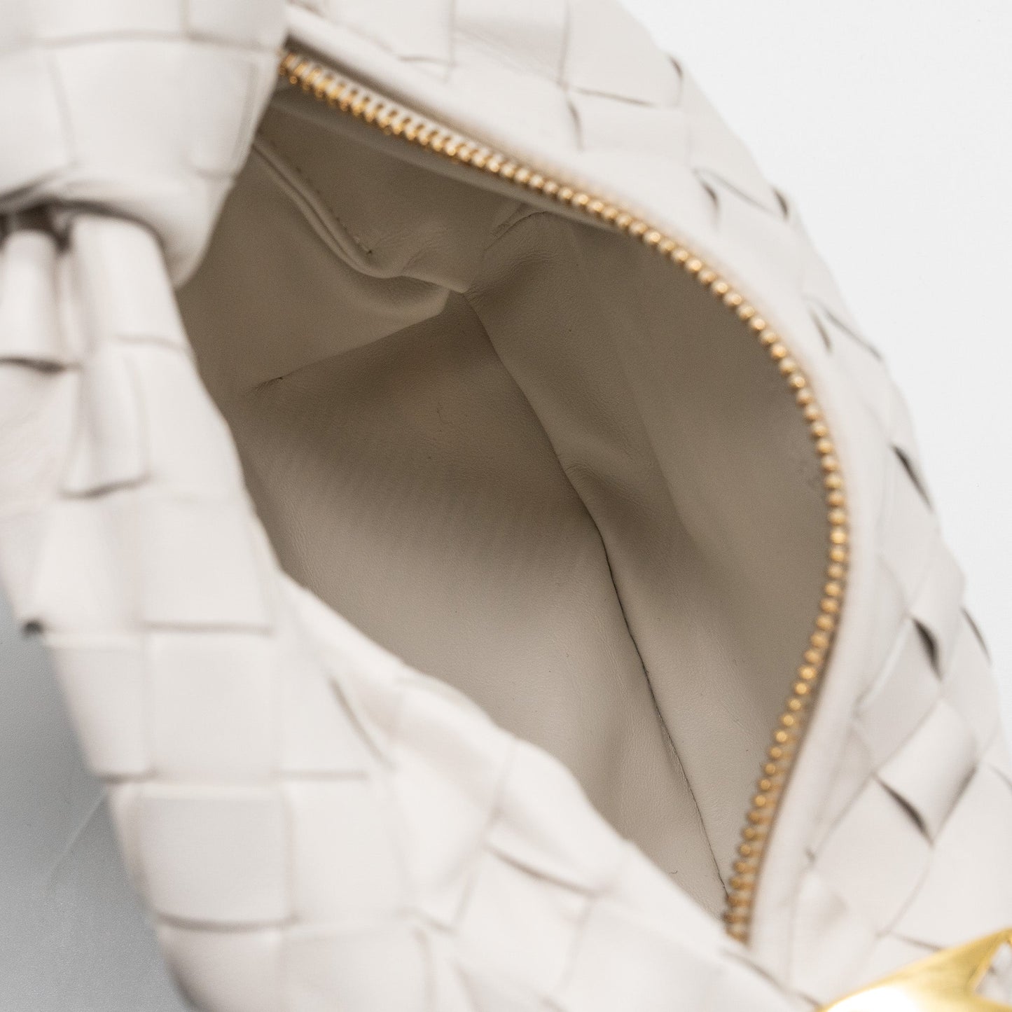 Bottega Veneta Mini Jodie Lambskin Chalk GHW
