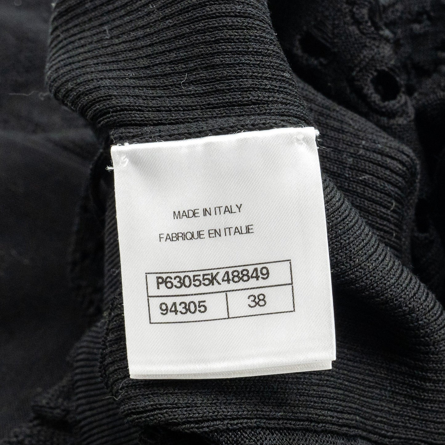 Chanel Size 38 20P Crochet Lace Knit CC Logo Dress Cotton Black