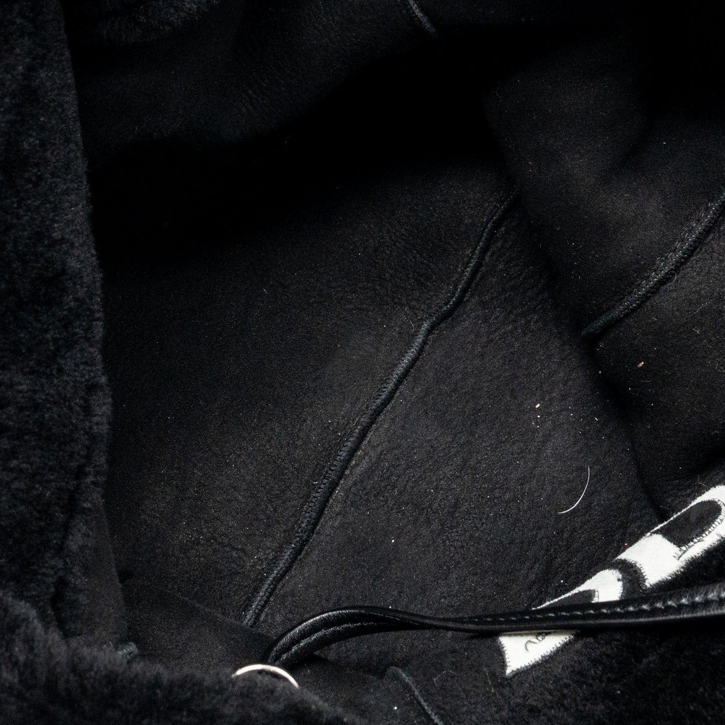 Prada Medium Tote Bag Shearling Black SHW