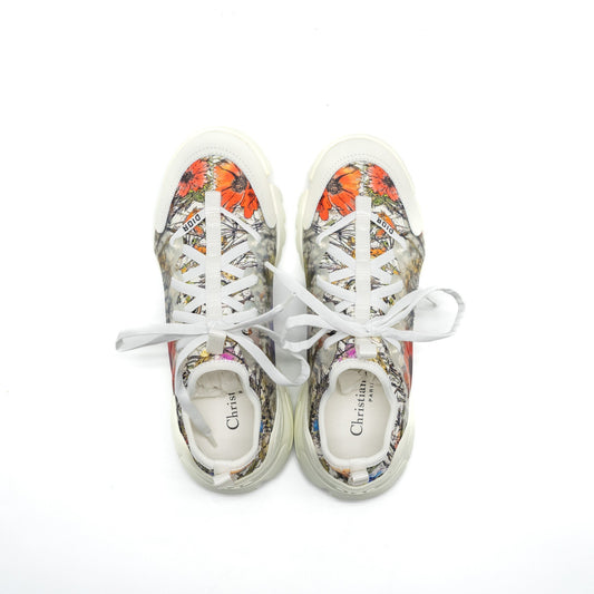Luxury Dior Size 36 D-Connect Sneaker Flower Printed Fabric Multicolour