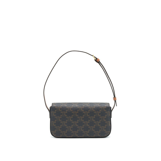 Celine Triomphe Shoulder Bag in Triomphe Canvas and Calfskin