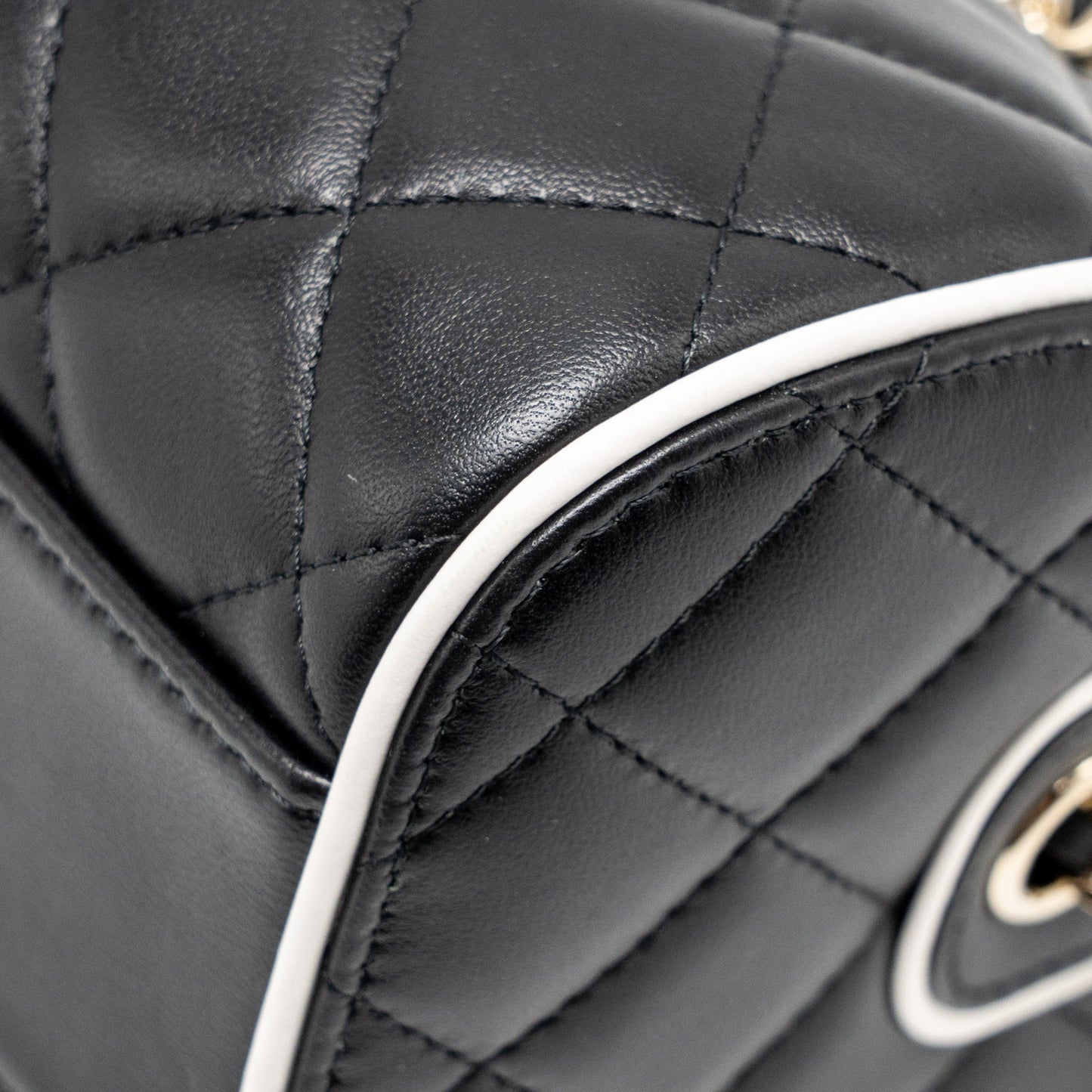 Chanel 25P Quilted Bowling Bag Lambskin Black LGHW (Microchip)