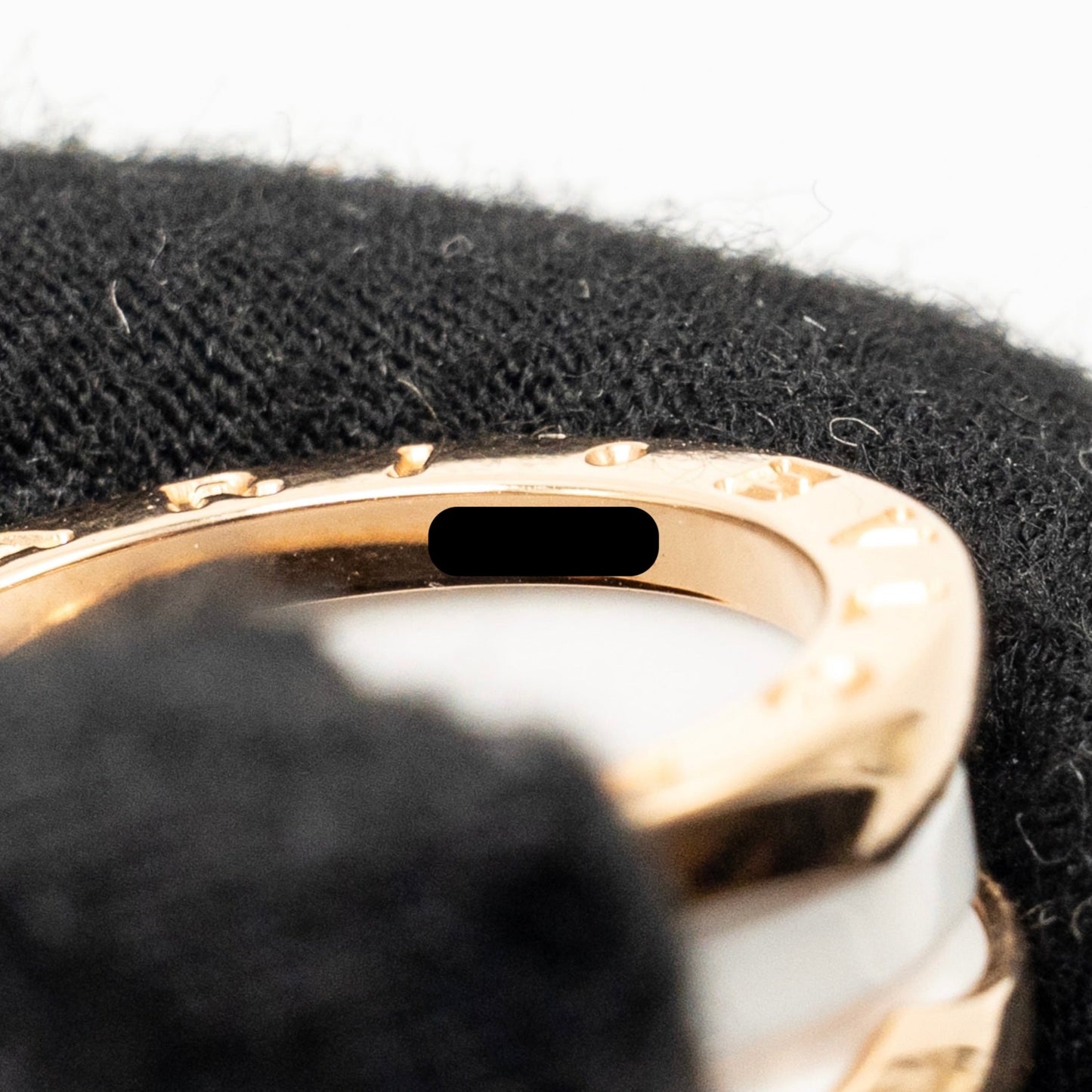 Bvlgari size 52 b zero ring two-band 18K rose gold / white ceramic spiral
