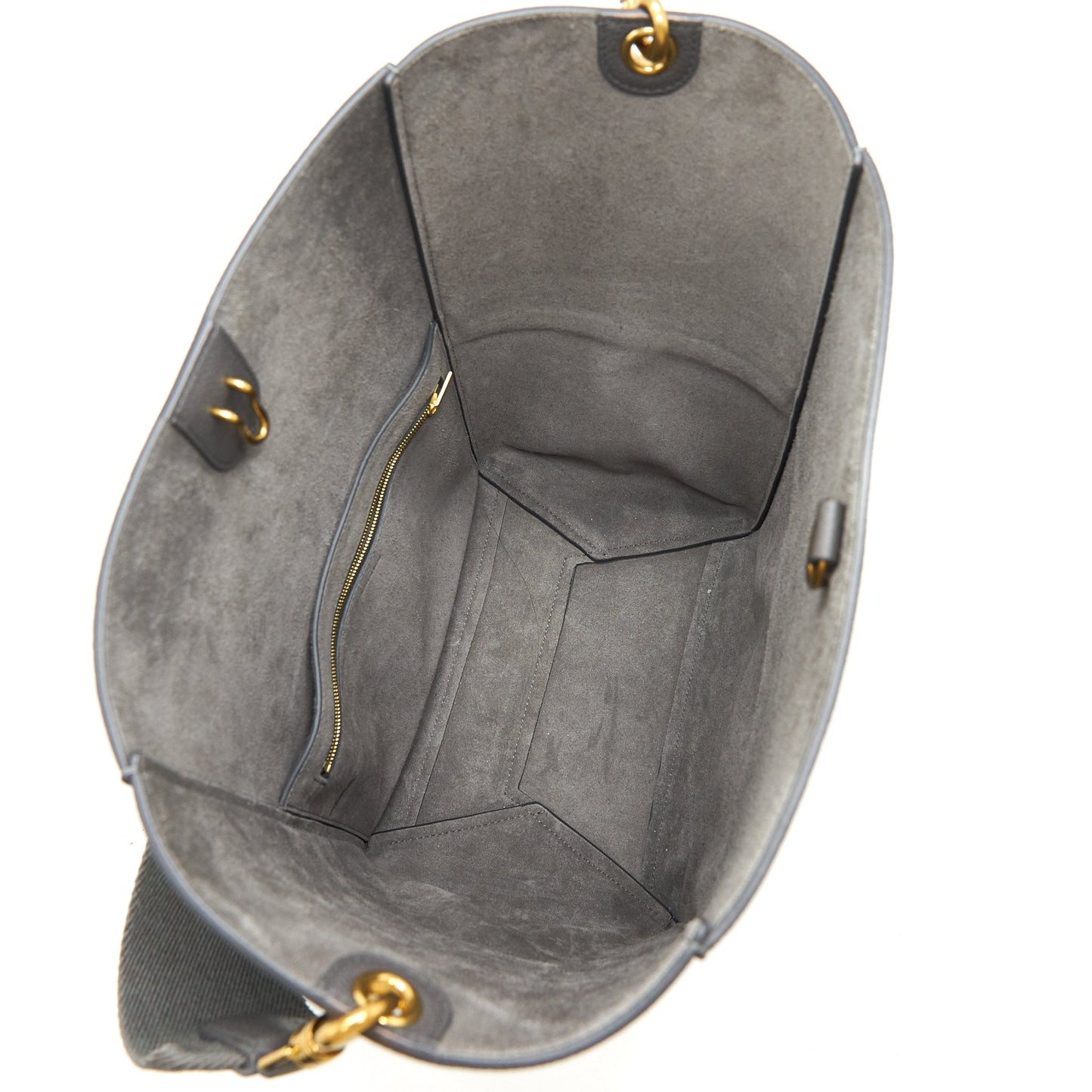 CELINE SANGLE BUCKET BAG DARK GREY WITH BLACK STITCHING