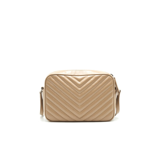 SAINT LAURENT Lou Camera Leather Crossbody Bag Beige