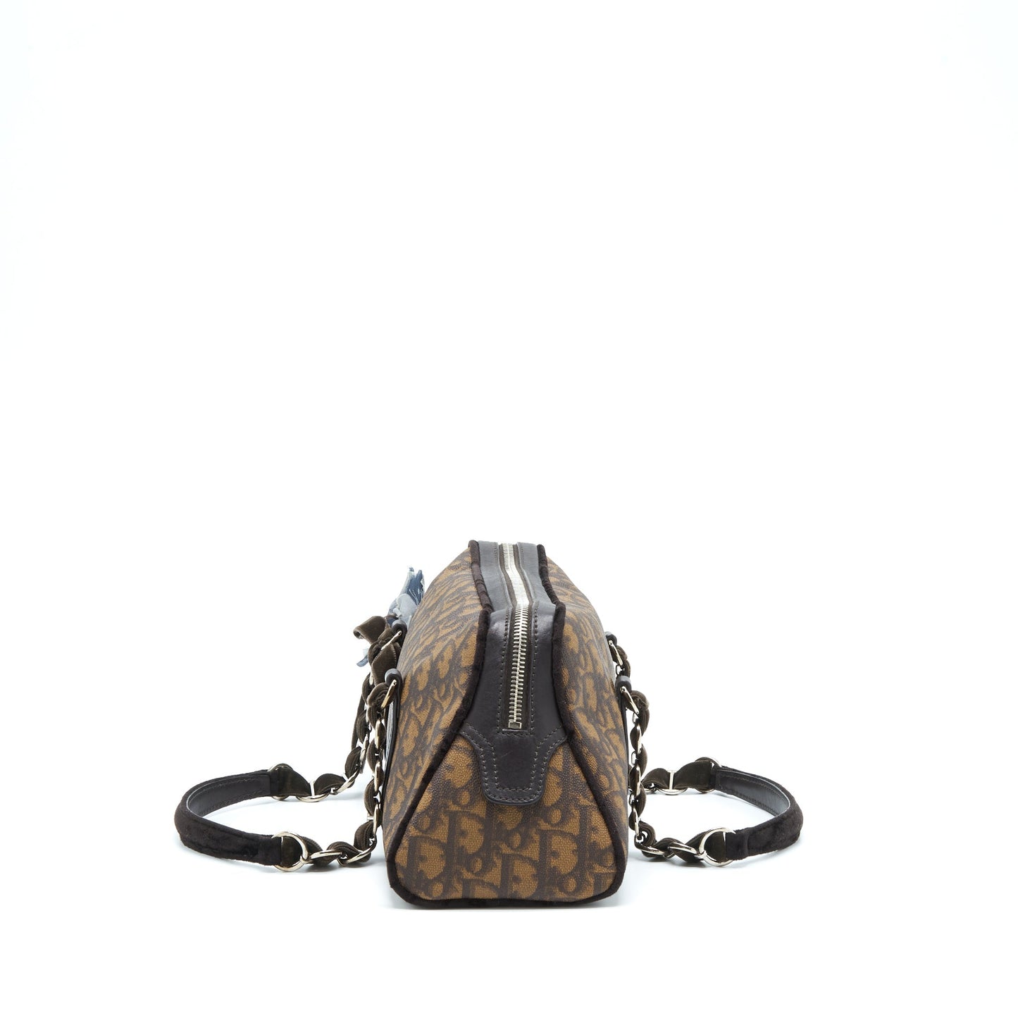 Luxury Dior Vintage Romantique Trotter Bag Canvas/Velvet SHW