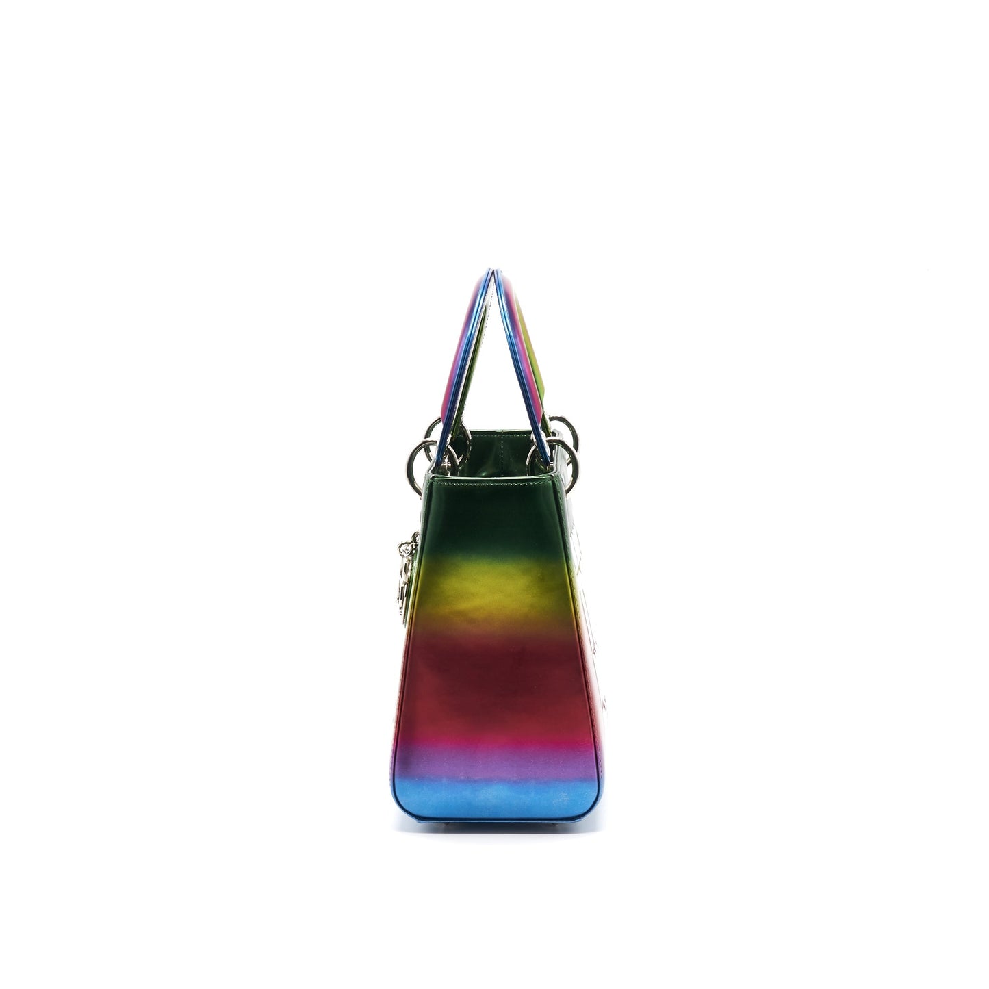 Christian Luxury Dior 2017 Limited Edition Lady Art Medium in Metallic Rainbow Calfskin SHW