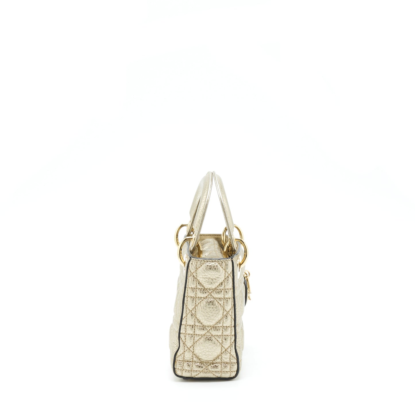 Luxury Dior Mini Lady Luxury Dior Supple Grained Calfskin Metallic Gold LGHW