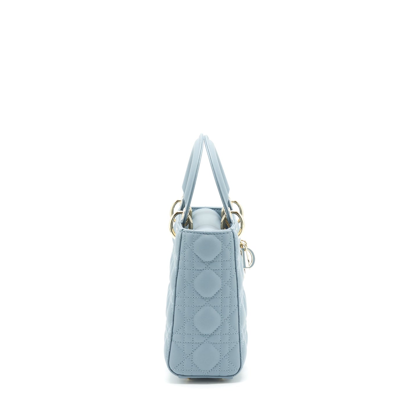 Luxury Dior Small Lady Luxury Dior Lambskin Cloud Blue M81B Light Gold And Enamel Hardware