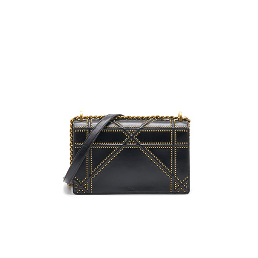Luxury Dior Luxury Diorama Bag in Studded Lambskin Black GHW