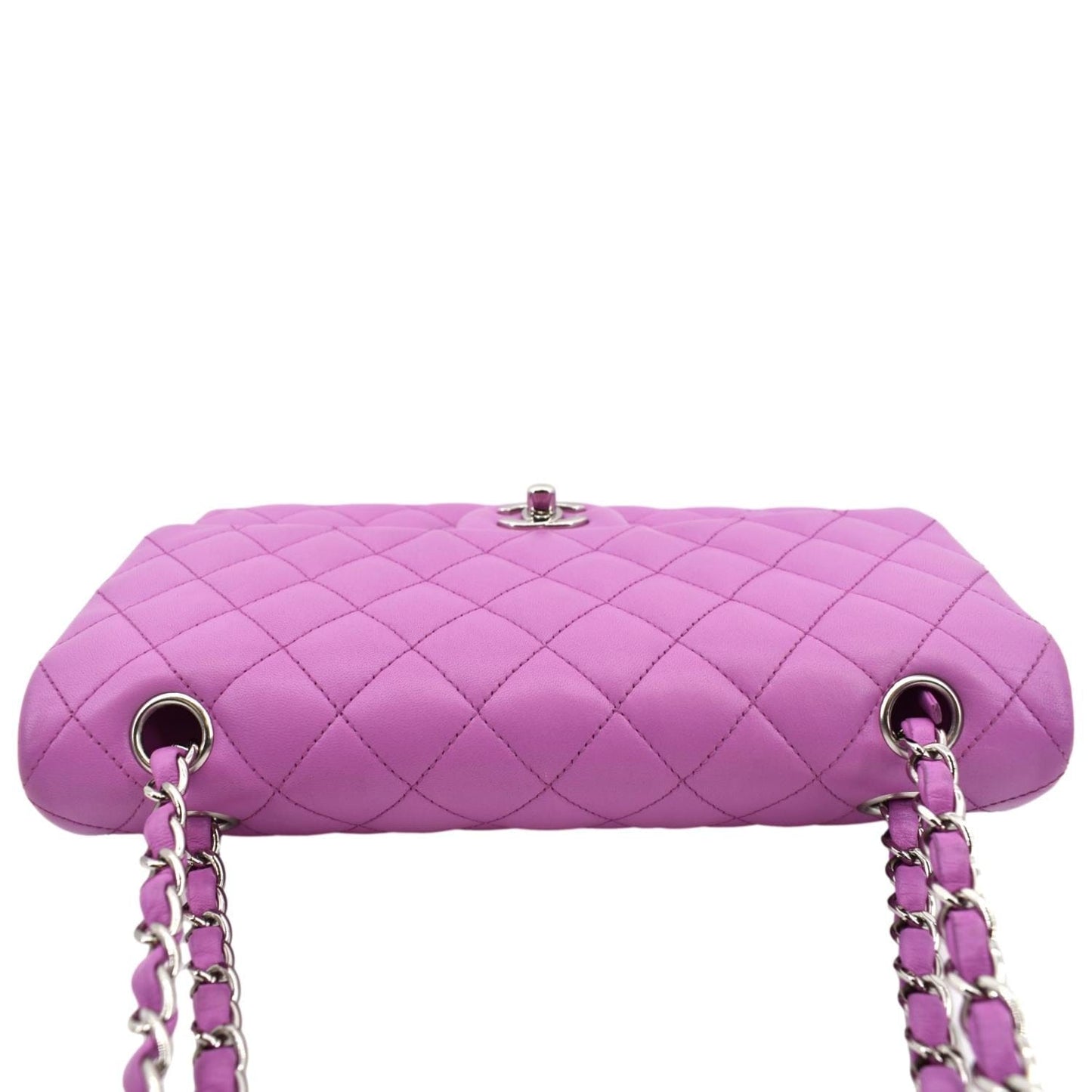 Luxury Chanel Classic Medium Double Flap Quilted Leather Shoulder Bag Neon Pink