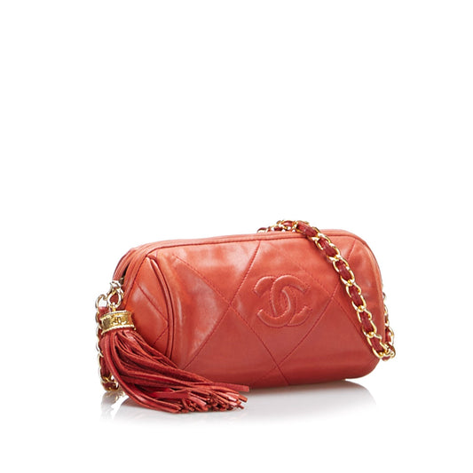 Luxury Chanel Timeless Crossbody Bag Coral Orange Lambskin Gold