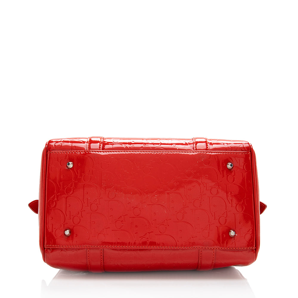 Luxury DiorOblique Patent Leather Boston Bag (SHF-18231)