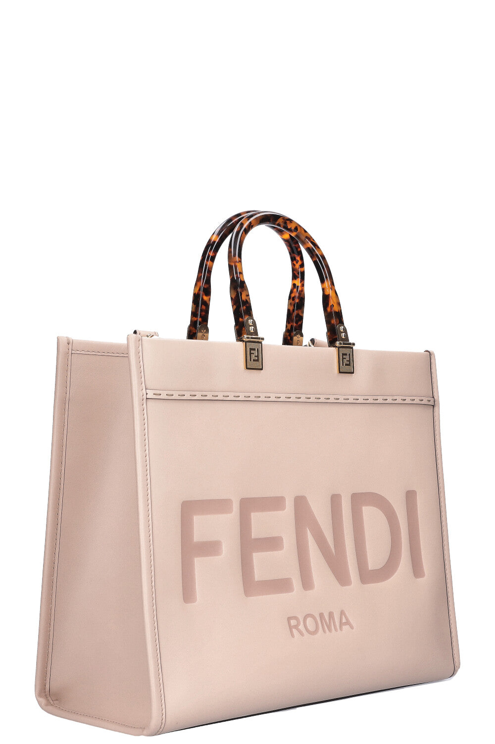 Luxury Fendi Sunshine Tote Bag Powder