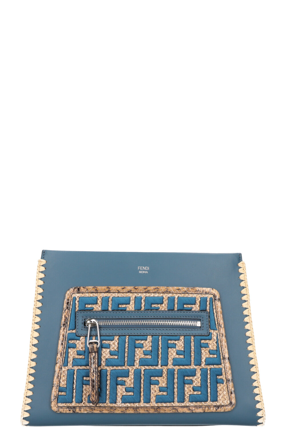 Luxury Fendi Small Runaway Bag Raffia Blue