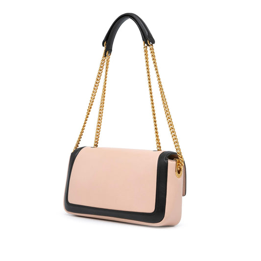 Luxury FendiBicolor Leather Chain Midi Baguette (SHG-HANO4S)